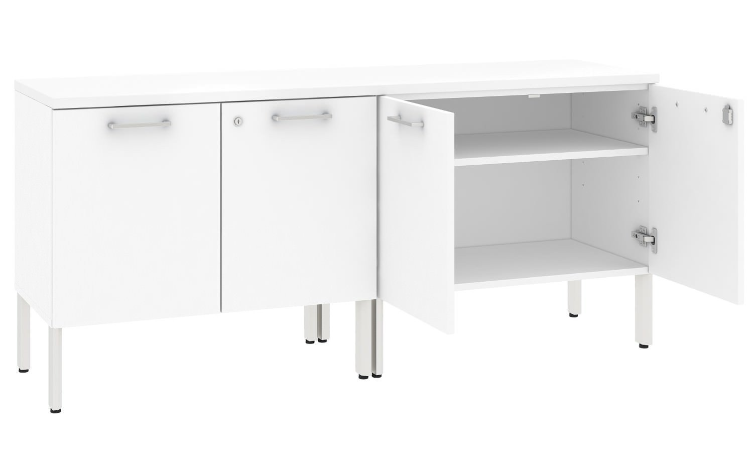 Executive Credenza - 4 Door Office Storage Cabinet with File Drawers & Locking System - Perfect for Home Office, Conference Room & Corporate Workspace Organization