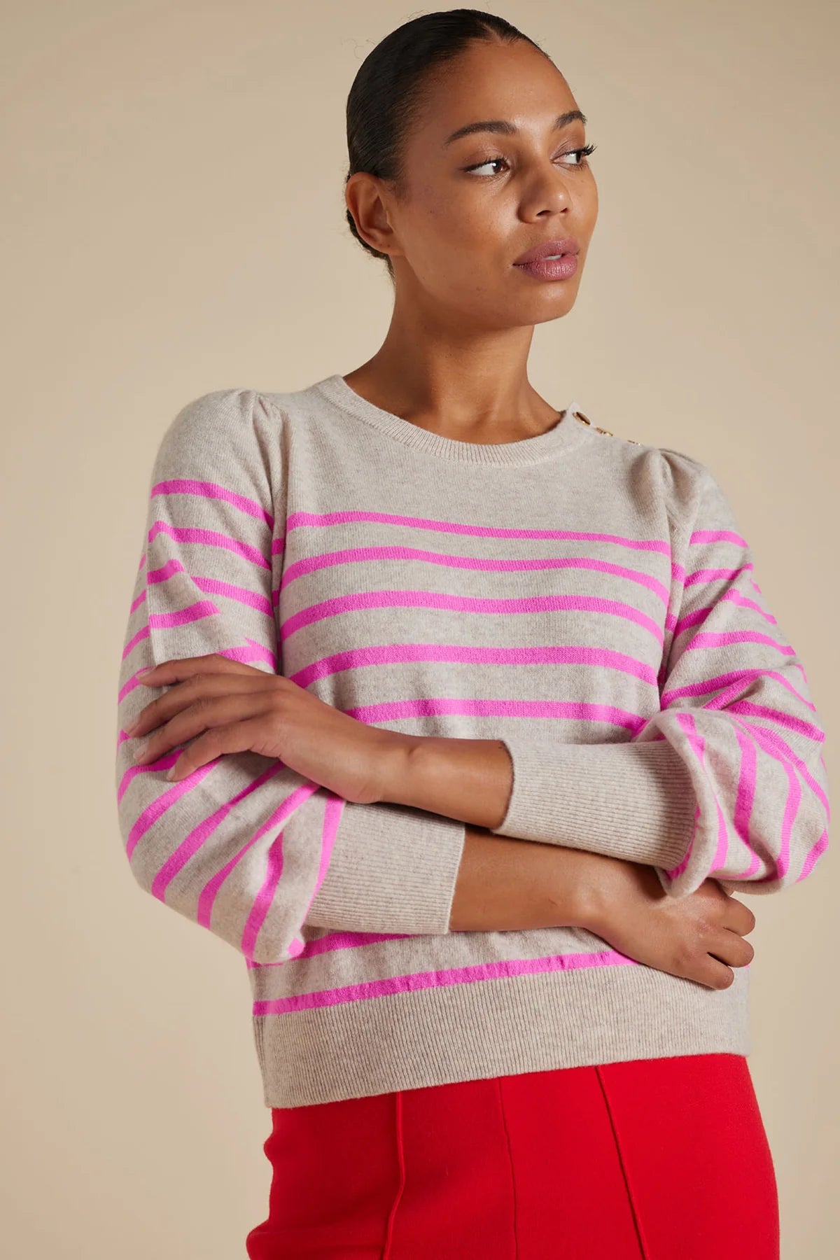 ELOISE SWEATER IN PORRIDGE - Women's Casual Knit Pullover for Fall & Winter - Perfect for Office, Dates, and Cozy Evenings