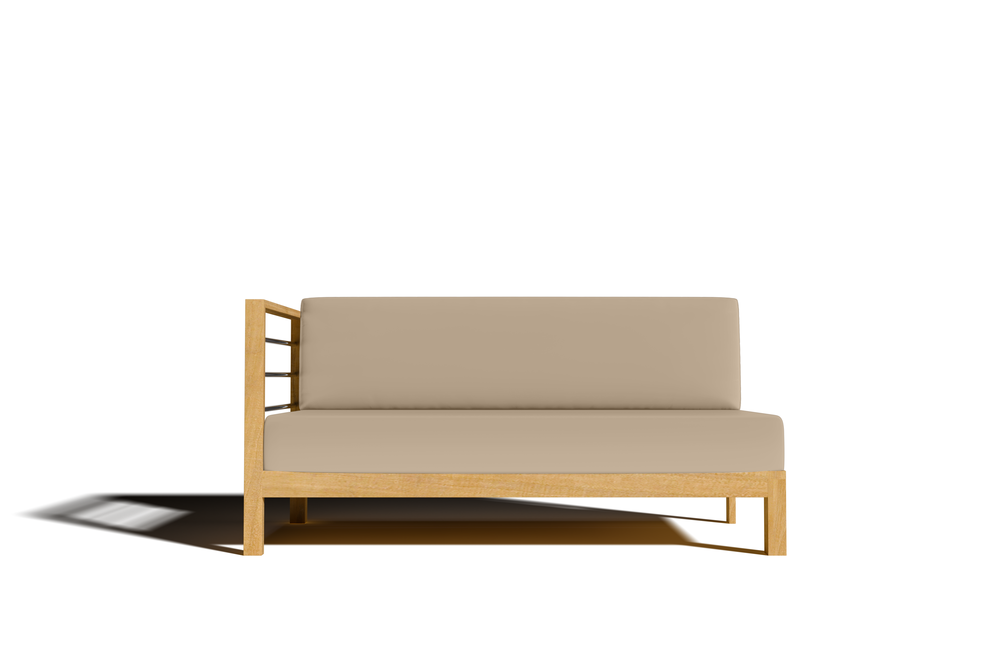 Leon Teak Outdoor Sectional Left Sofa with Sunbrella Fawn Cushion - Weather-Resistant Patio Furniture for Backyard, Poolside & Garden Relaxation