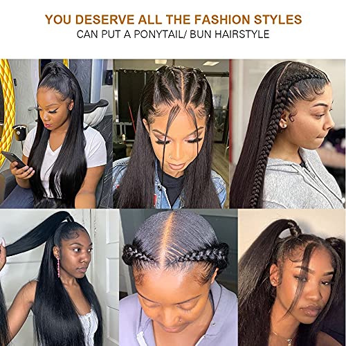 9A Grade 13x6 Lace Front Wigs Human Hair with Baby Hair | 150% Density Brazilian Straight Human Hair Wigs for Black Women | Natural Color | Perfect for Daily Wear, Cosplay & Special Occasions