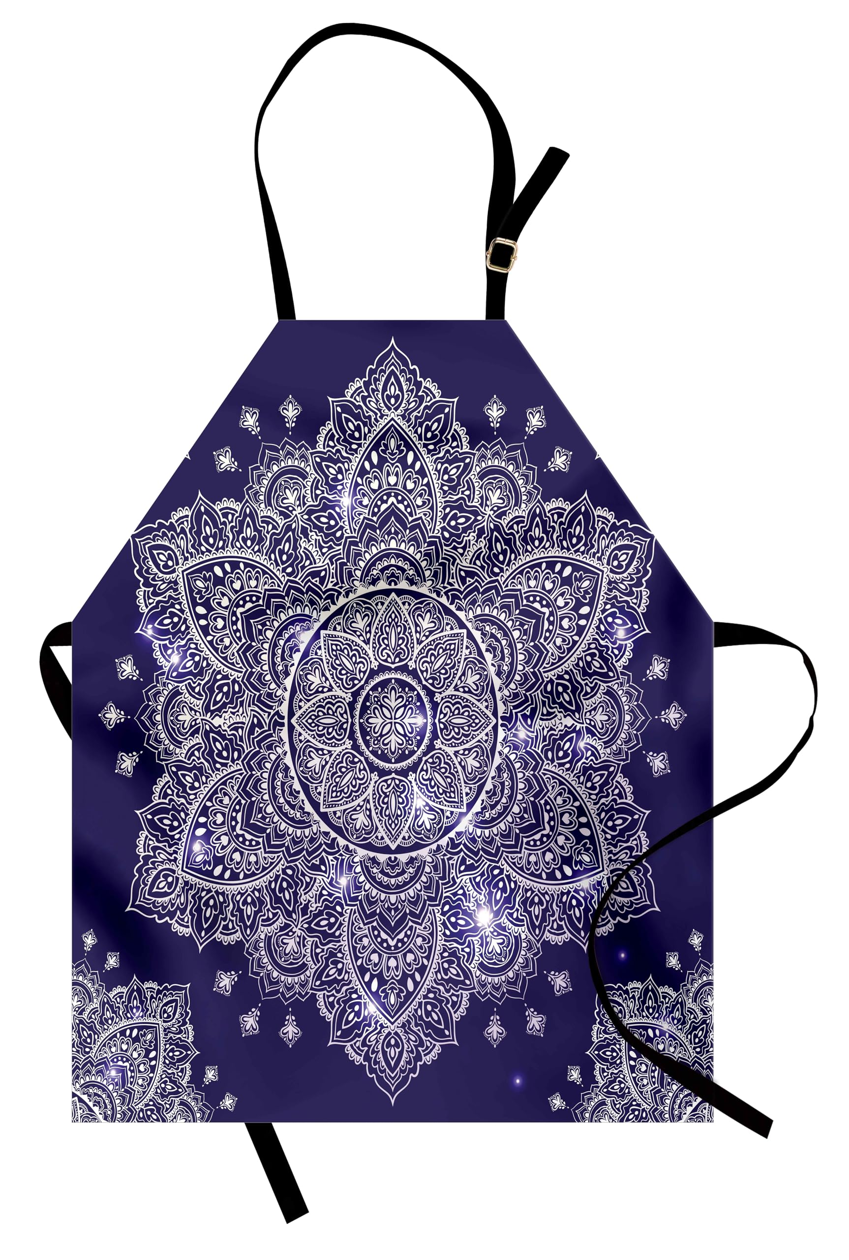 Ambesonne Ethnic Apron - Floral Mandala Paisley Retro Style Adjustable Ties for Baking, Cooking & Painting - Small Size Lavender Blue Indigo - Perfect for Home Kitchen, BBQ & Art Workshops