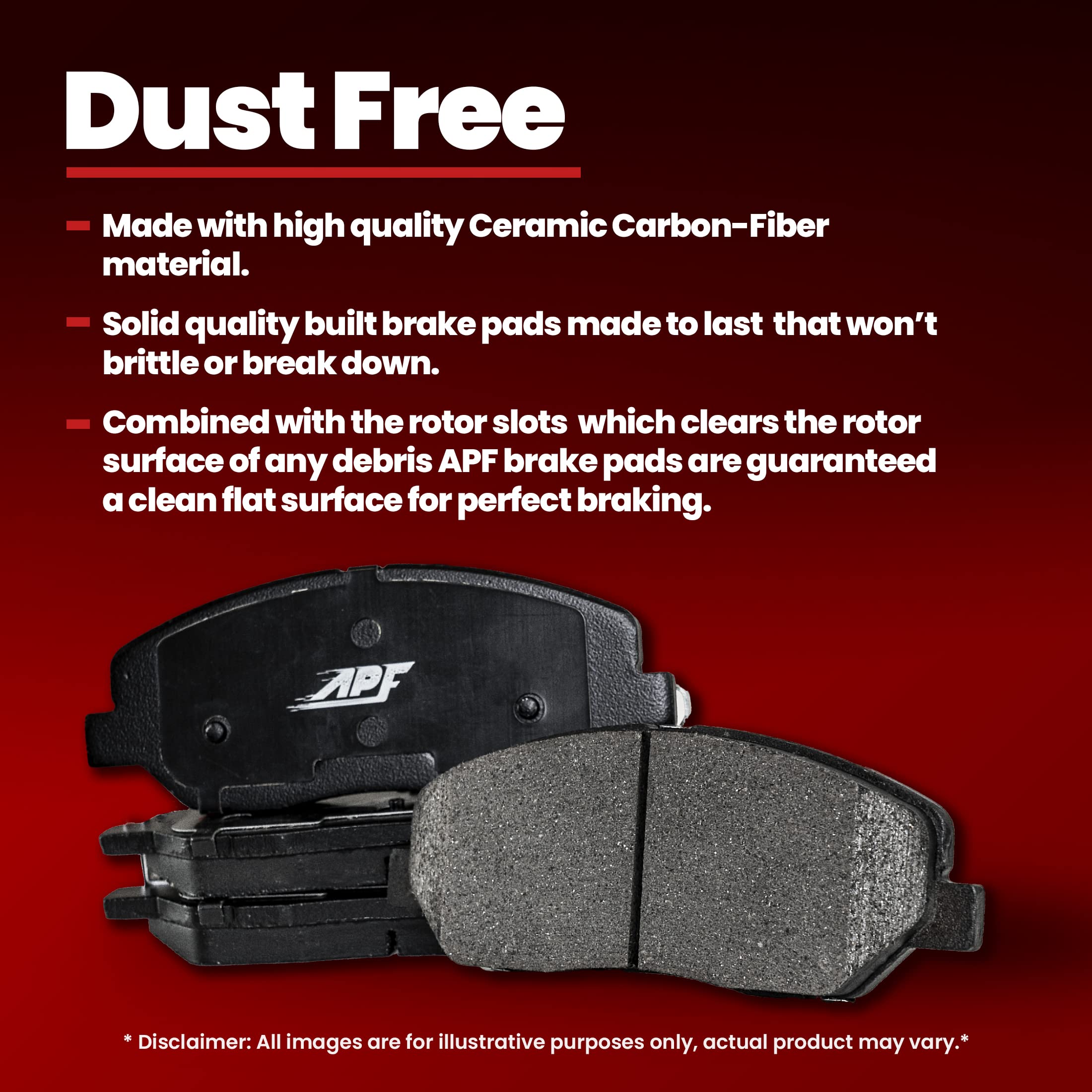 Ceramic Carbon Fiber Brake Pads for 2008-2014 GMC Yukon - Front & Rear Set | OEM Fit | Low Noise & Dust Free | 10 Year Warranty | 8 Pads Included | Perfect for Daily Driving & Off-Road Adventures
