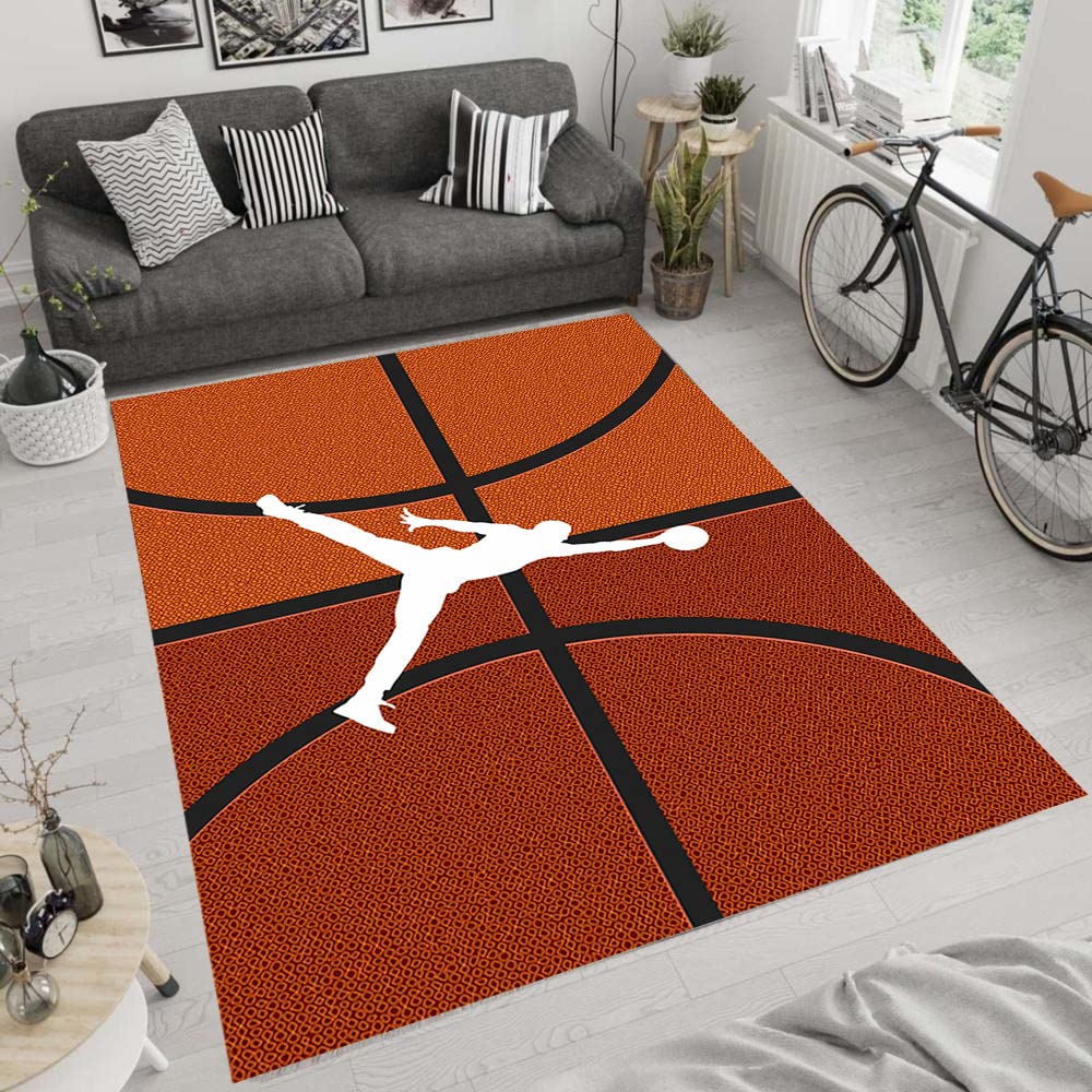 Chenille Basketball Sports Rug - 31”x55” (80x140cm) Soft Modern Carpet for Living Room, Bedroom, Kids Room Decor - Perfect Home Decor Gift for Birthday & Sports Fans