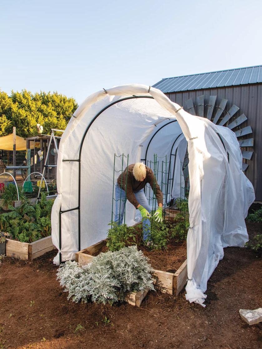 Extra Tall Garden Hoops for Plant Cover - Powder Coated Metal Greenhouse Frame for Vegetable Gardens (Set of 3 Hoops & 36 Clips) | Durable Protection for Raised Beds, Row Covers & Season Extension