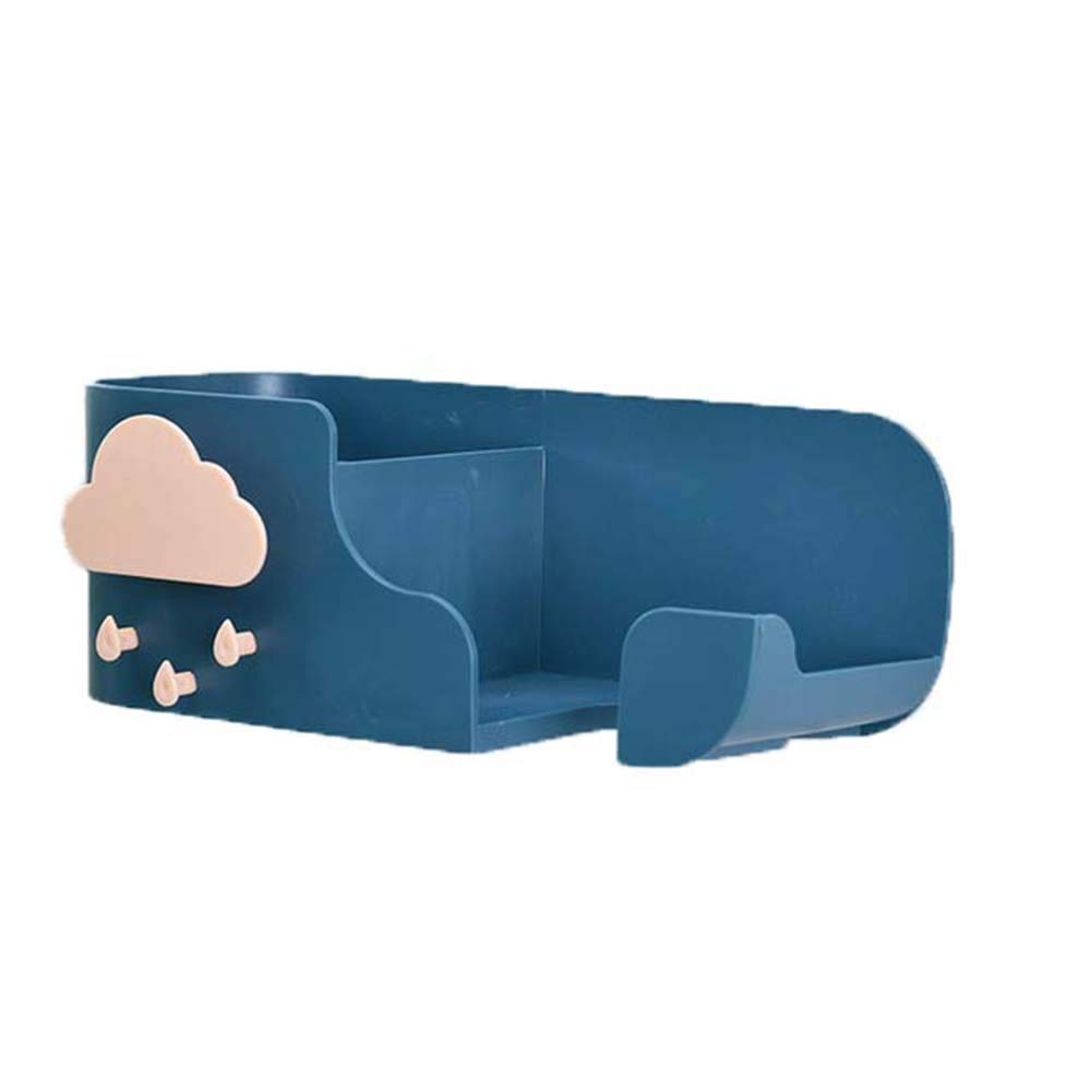 LYMQY No-Drill Hair Dryer Holder for Bathroom - Wall Mounted Blow Dryer Organizer with Storage Shelf - Space Saving Bathroom Accessories for Toilet, Shower & Vanity (Navy Blue) - Perfect for Small Bathrooms, Apartments & Dorm Rooms