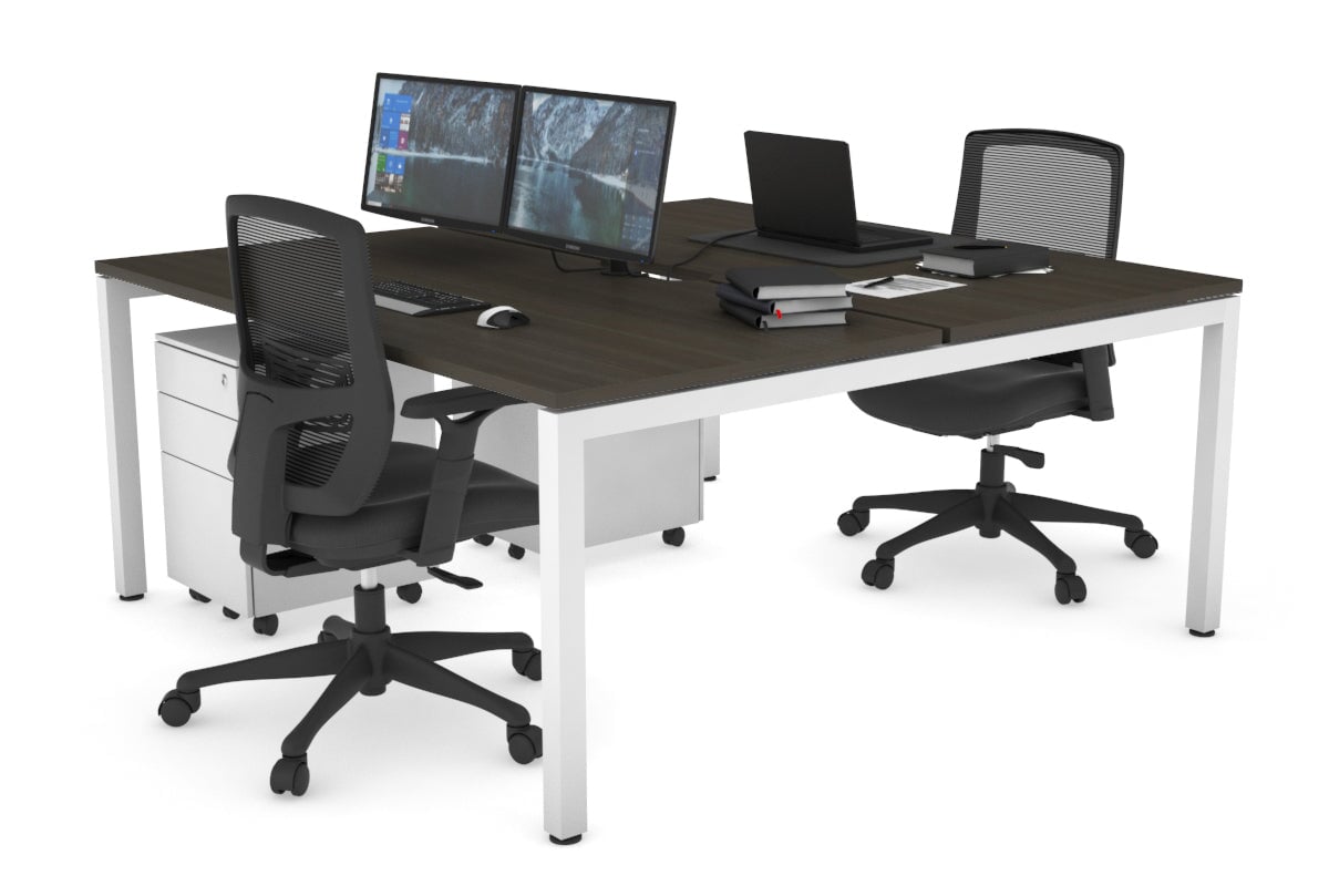 Quadro Square Legs 2 Person Office Workstation Desk - 1200L x 800W with Cable Management Scallop - Perfect for Shared Workspaces & Home Offices