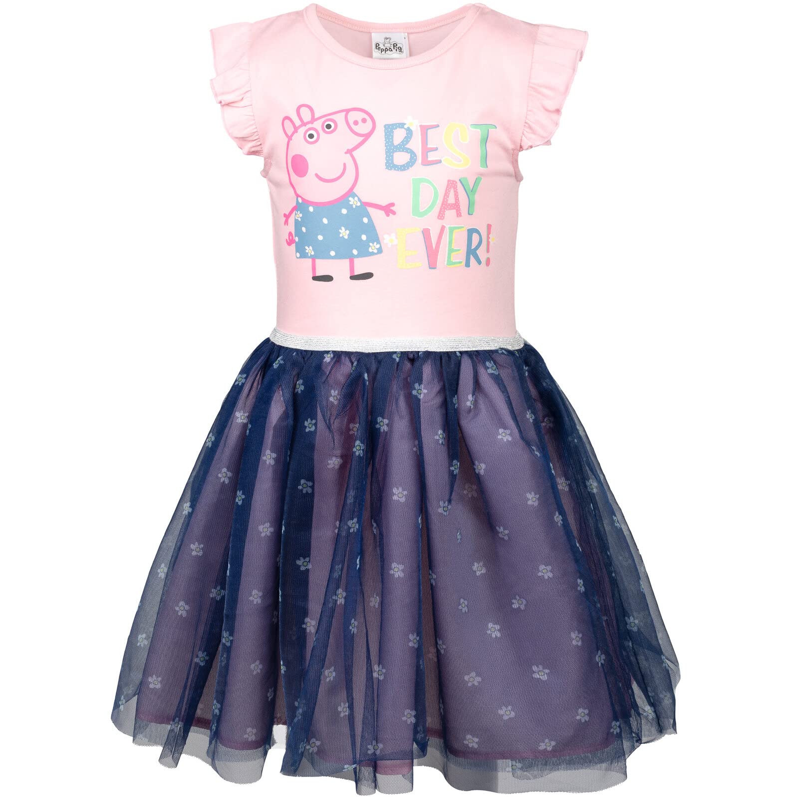 Peppa Pig Girls' Short Sleeve Cotton Dress for Toddlers & Kids - Cute Cartoon Character Outfit for Playdates, Birthday Parties & Everyday Wear