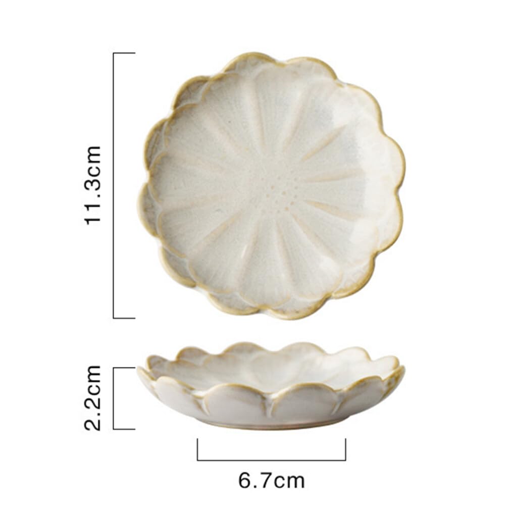 Amosfun 3pcs Ceramic Dipping Dishes - Mini Flower Soy Sauce Plates for Sushi, Salad & Snacks
