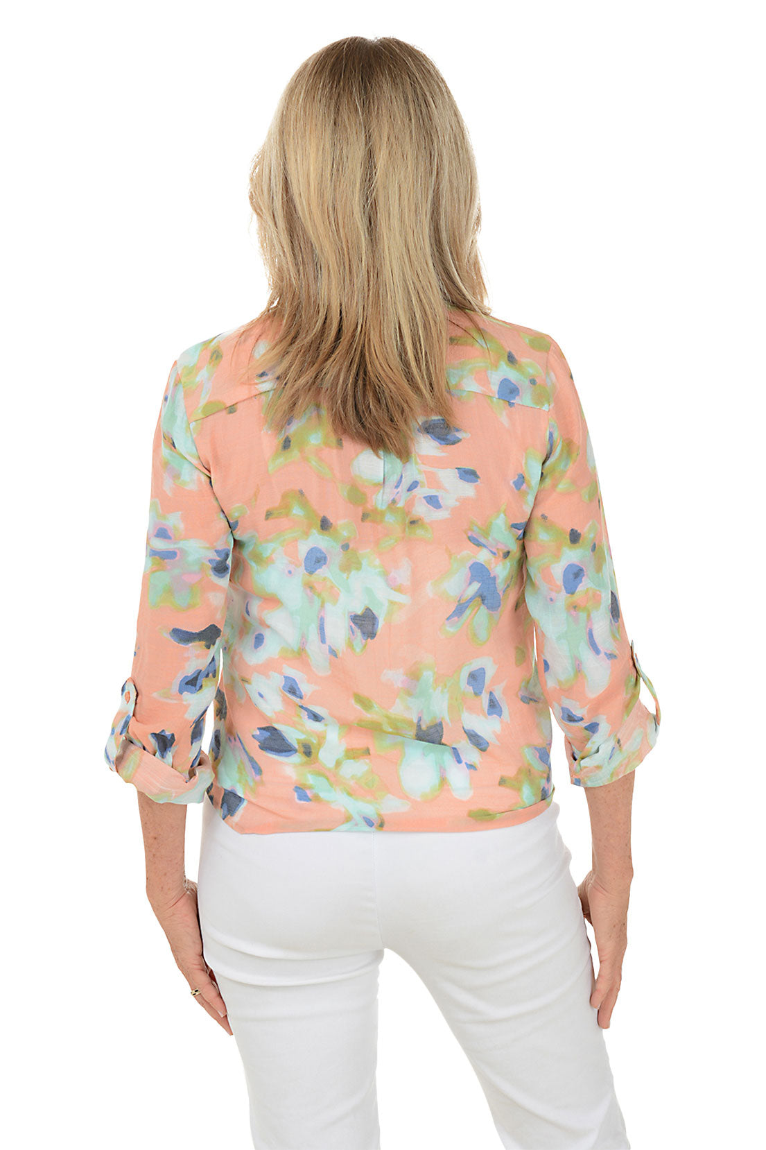 Coral Fusion Button Front Blouse for Women - Elegant Casual & Office Wear - Perfect for Work, Date Night & Special Occasions