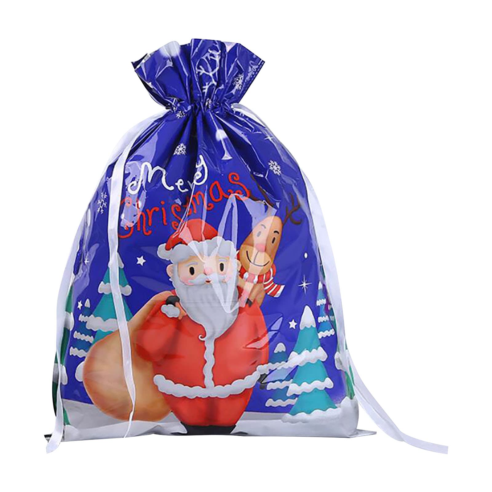 Homlpope 5#BK Drawstring Gift Bags - Christmas Aluminum Foil Bags for Party Favors