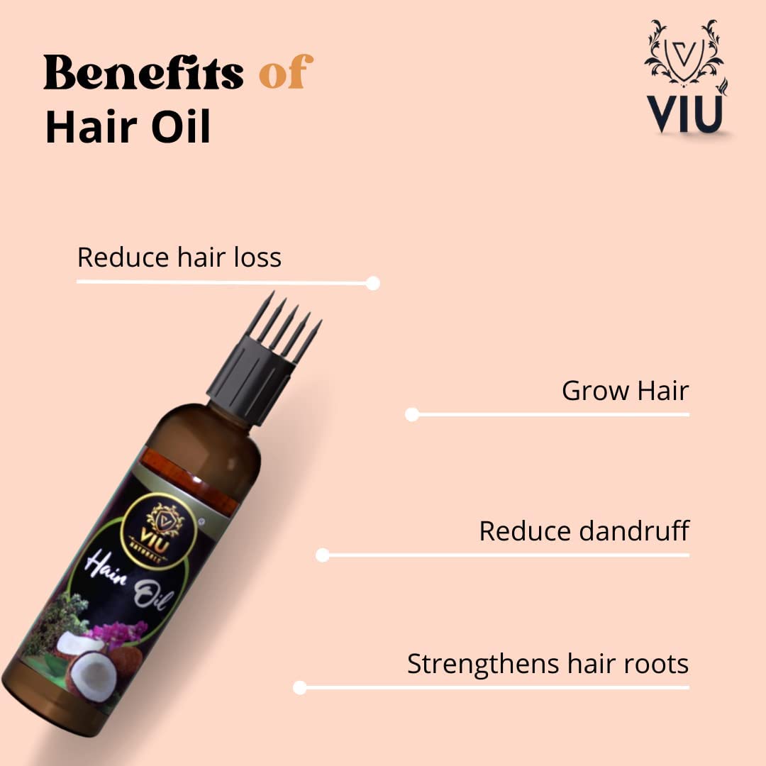 VIU Naturals Red Onion & Coconut Butter Hair Growth Oil - 50ml | Reduces Hair Fall & Promotes Healthy Hair Growth | Perfect for Daily Scalp Massage & Damaged Hair Treatment