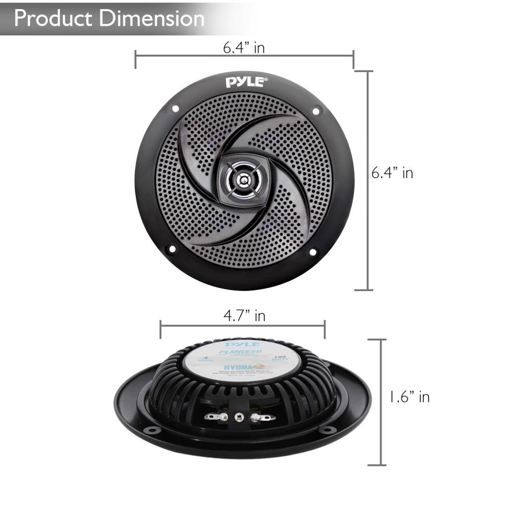 Pyle 5.25 Inch Marine Speakers with Bluetooth Stereo Radio - Waterproof Outdoor Audio System for Boats, RVs, Pool Parties & Beach