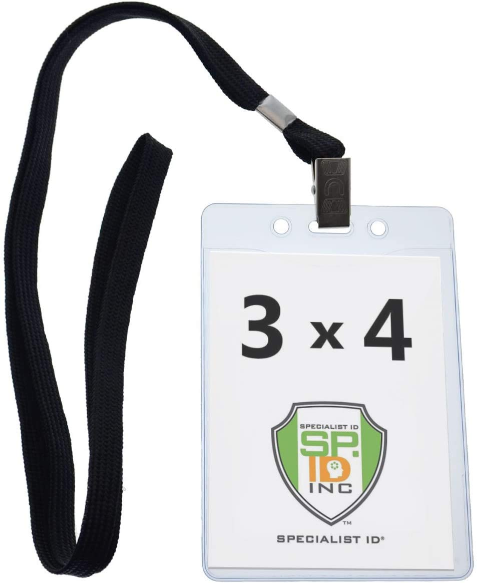 10-Pack Clear Plastic Name Badge 3x4 with Lanyard - Event ID Holder for Conferences & Meetings
