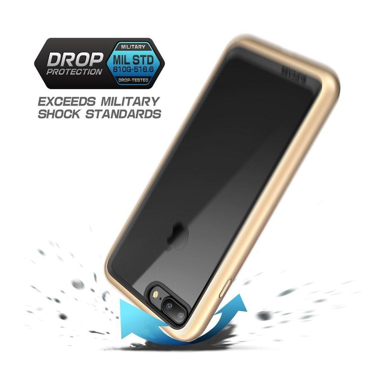 iPhone 7 Plus / 8 Plus Case, SUPCASE Unicorn Beetle Series Premium Hybrid Protective Cover with Built-in Screen Protector (Gold) - Shockproof & Slim Design for Everyday Use, Outdoor Activities & Travel Protection