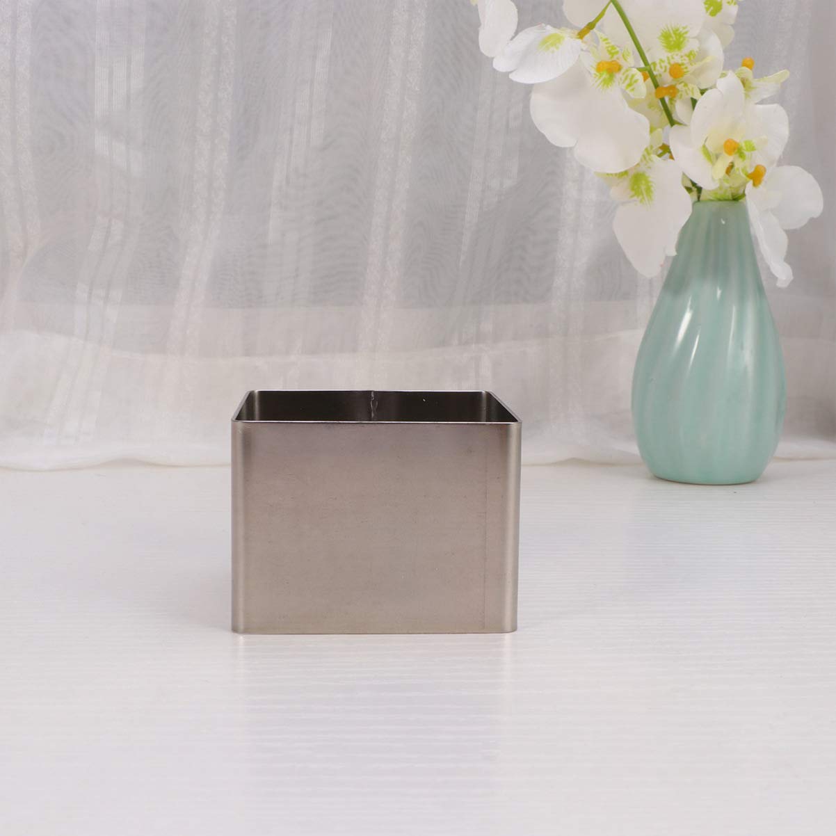 Yardwe 6 Inch Stainless Steel Square Cake Baking Ring Mold - Cookie, Mousse, Dessert Decor Tool (Silver) | Perfect for Wedding, Birthday, and Party Cake Decorating