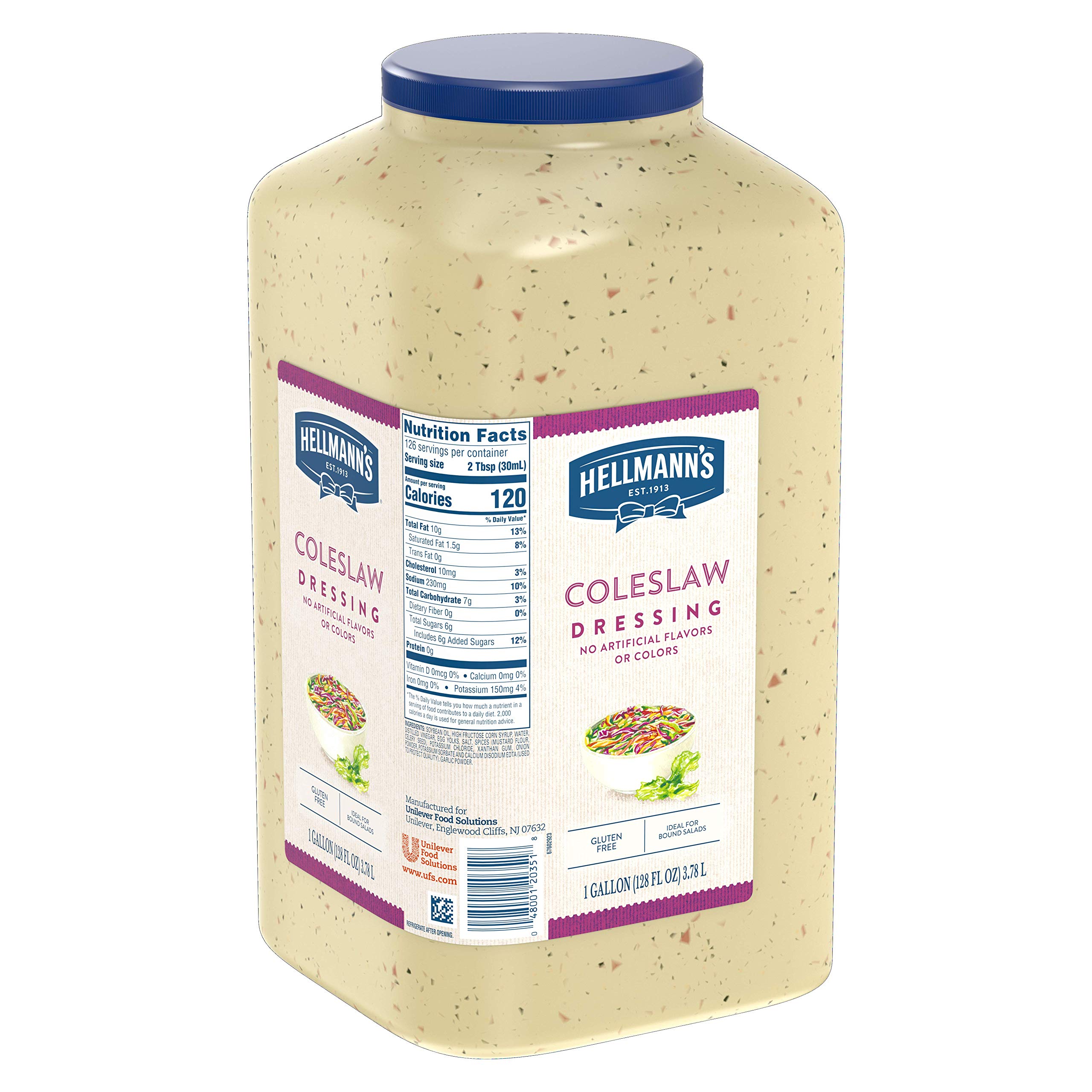 Hellmann's Coleslaw Salad Dressing - Gluten Free, No Artificial Flavors or Colors - 1 Gallon (Pack of 4) - Perfect for BBQs, Picnics & Family Gatherings