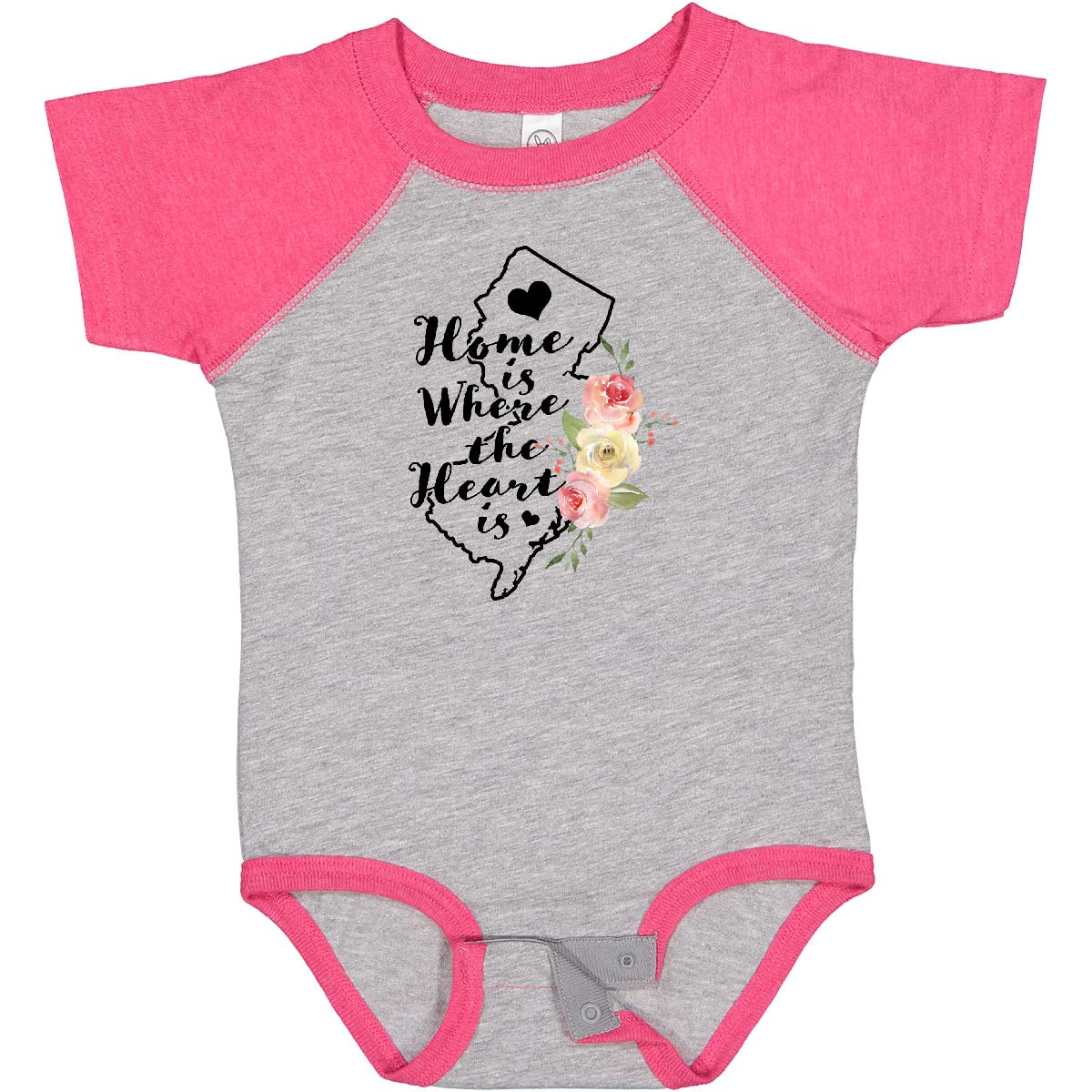 Inktastic New Jersey Home is Where The Heart is Watercolor Baby Bodysuit - Soft Cotton Infant Onesie for Boys & Girls - Perfect for Family Photos, Holidays & Everyday Wear