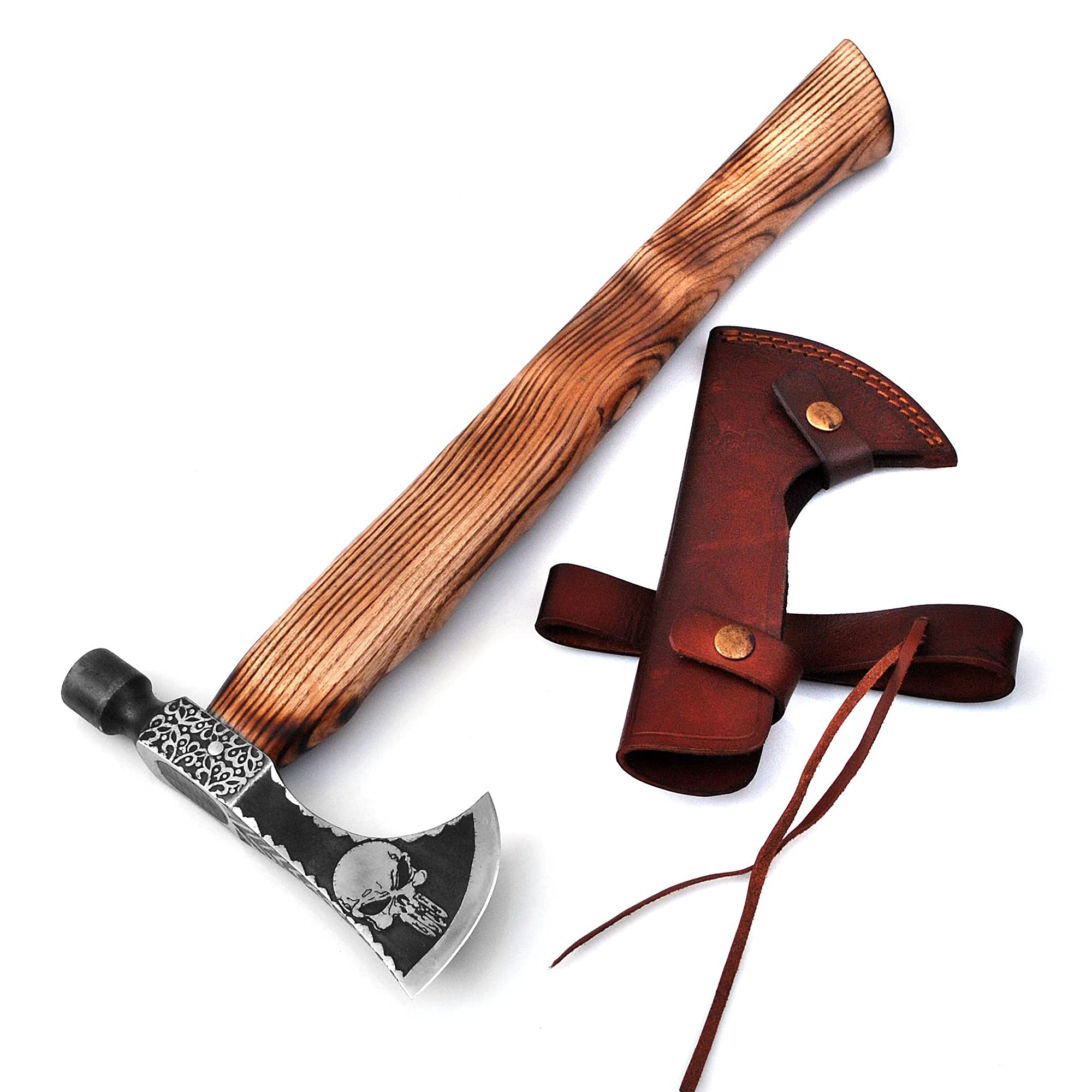 Viking Skull Axe - Handcrafted Bearded Camping & Hunting Axe with Engraved Blade (ARSAXE07) - Perfect for Outdoor Adventures, Bushcraft & Wood Carving
