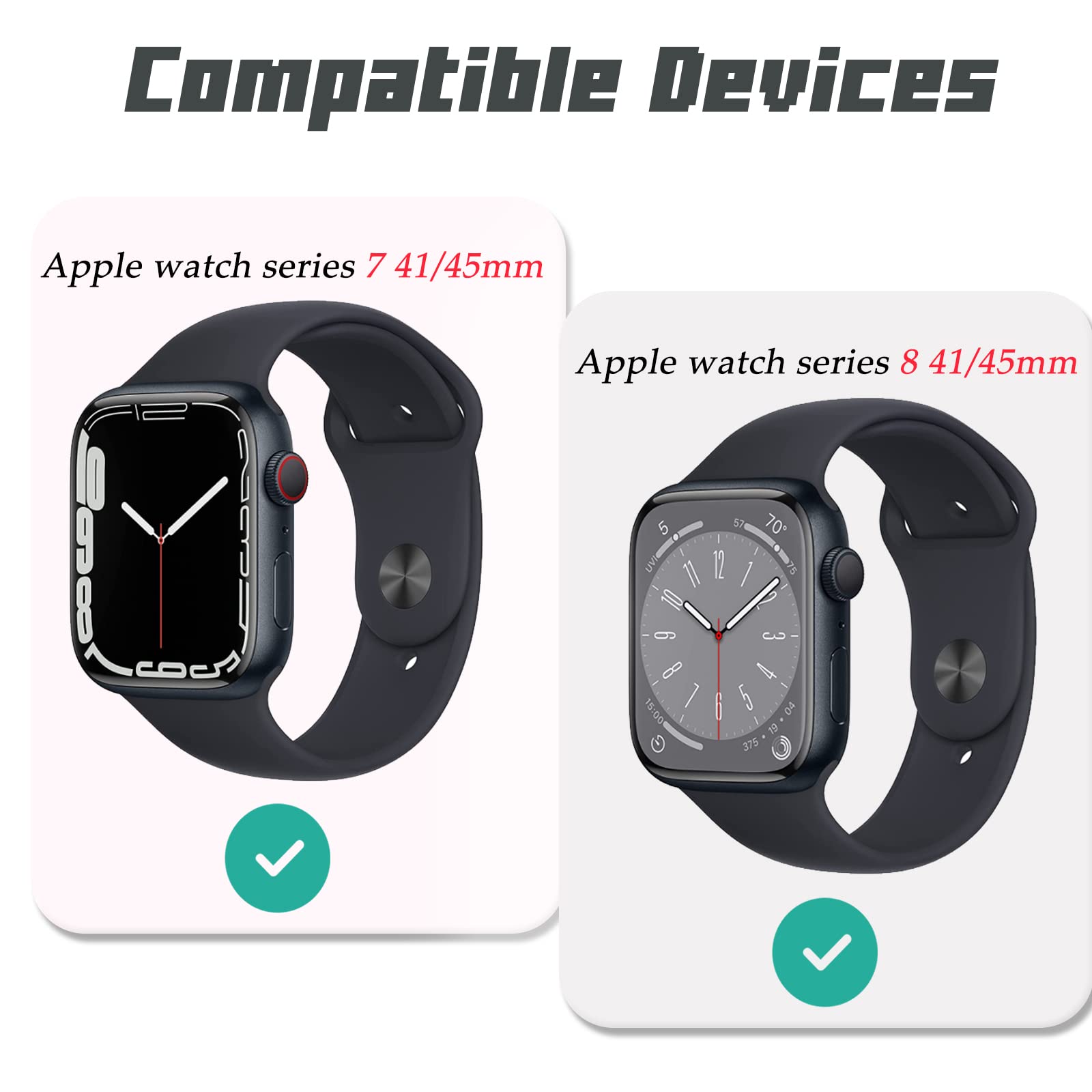 2-Pack Hard Protective Case for Apple Watch Series 9/8/7 (45mm/41mm) with Tempered Glass Screen Protector - Anti-Scratch, Stylish Plating PC Shell - Perfect for Workouts, Outdoor Activities & Daily Wear (41mm, Pink+Clear)