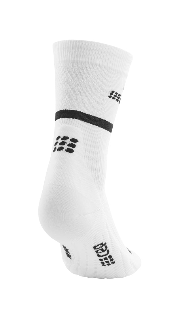 CEP Men's The Run Socks Mid Cut V4 - White | Compression Running Socks for Men | Perfect for Marathon, Jogging & Workout Recovery