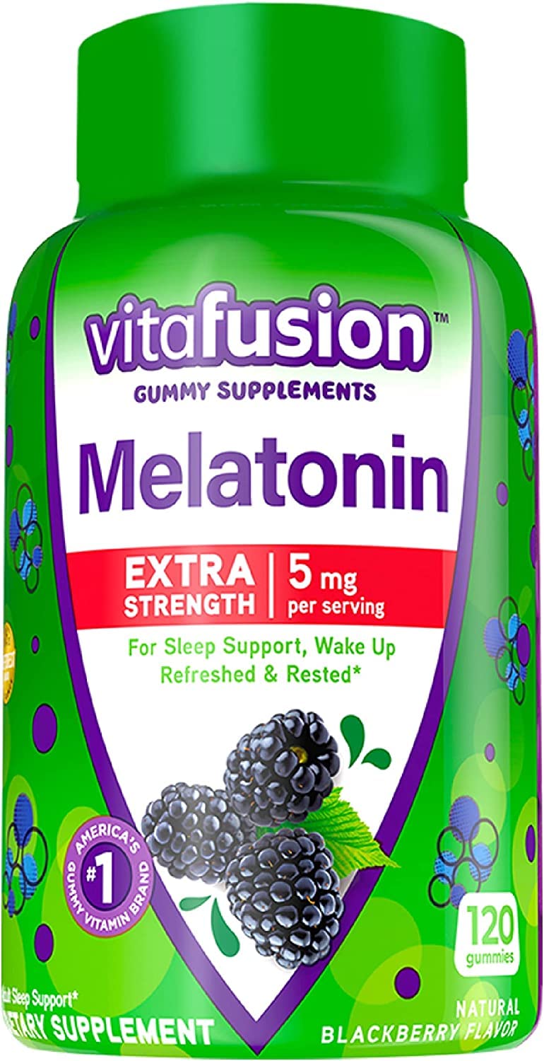 Extra Strength Melatonin 5mg Gummies - BlackBerry Flavor, 120 Count (2 Bottles) | Natural Sleep Aid Supplement for Adults & Kids | Perfect for Jet Lag, Shift Work & Insomnia Relief
