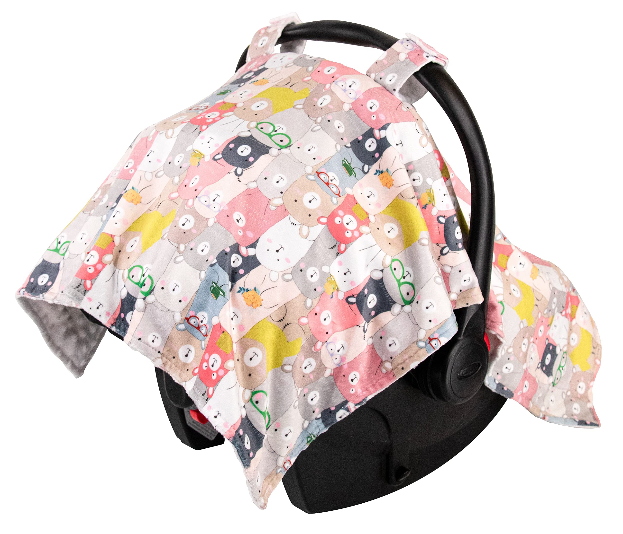 Premium Minky Baby Car Seat Cover - Soft & Cozy Bear Design, 40