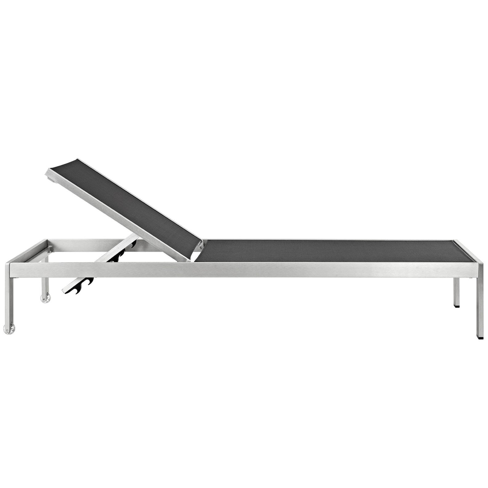 Modern Contemporary Urban Design Outdoor Patio Chaise Lounge Chair - Black Metal Aluminum Frame - Perfect for Balcony, Garden, Poolside & Backyard Relaxation