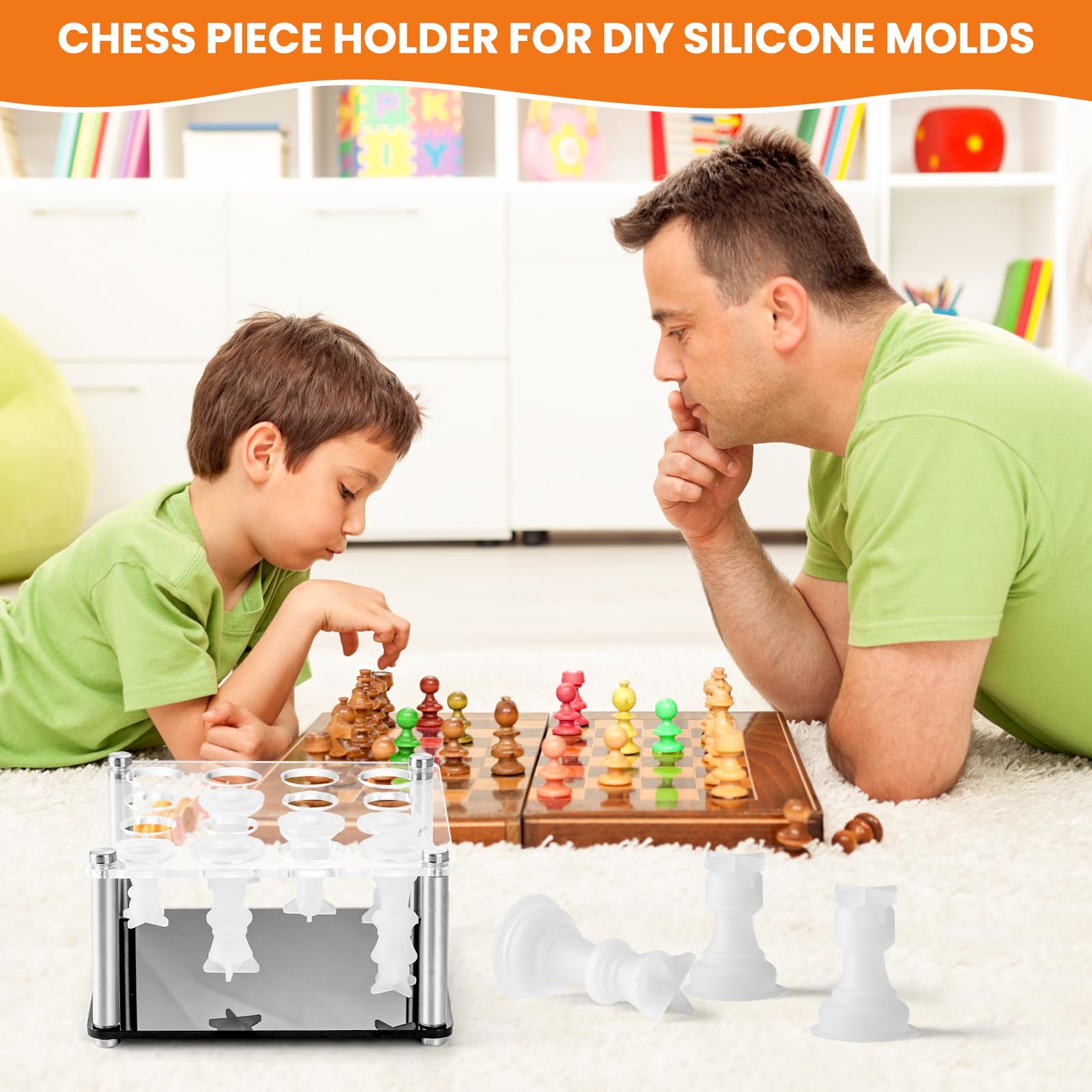 Premium Metal Chess Piece Holder for DIY Silicone Molds - 6.5