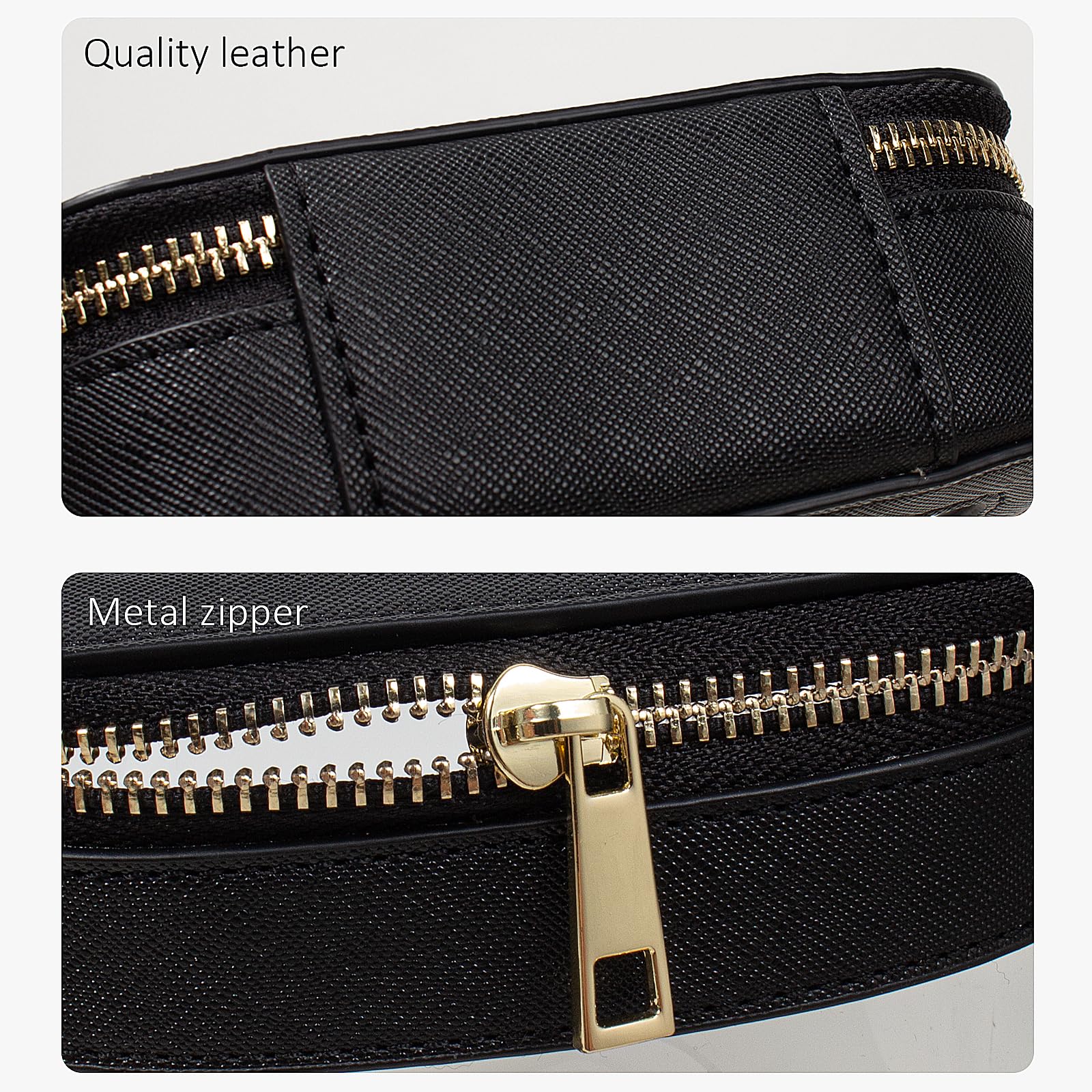 LETGO Clear Makeup Bag - Waterproof Mini Cosmetic Organizer for Women | Small Leather Travel Makeup Pouch | Purse Essentials & Toiletry Bag for Gym, Work, Vacation (Black) - Perfect for Daily Use & On-the-Go Touch Ups