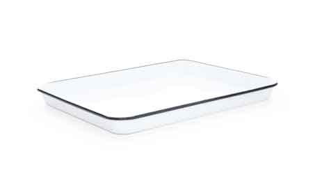Vintage Style Enamelware Jelly Roll Pan - 9x13 Inch Rectangular Baking Tray with Black Rim for Cakes, Brownies, Sheet Pans & Holiday Cooking - Crow Canyon Home Bakeware