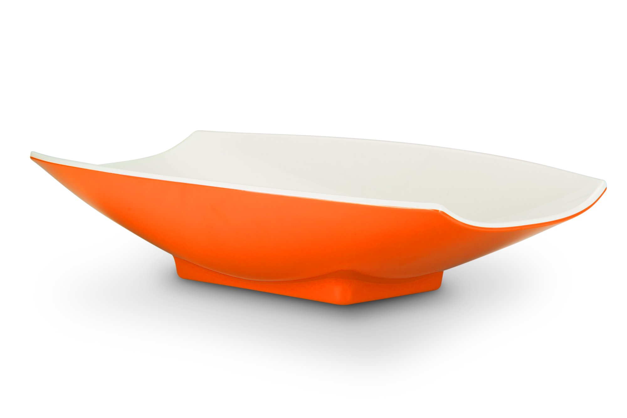 Bon Chef 53705-2Tone Orange Melamine Curves Bowl - Durable Orange/White Mixing Bowl Set for Kitchen, Baking & Serving - Perfect for Salads, Pasta & Food Prep