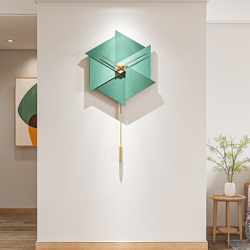Nordic Minimalist Green Wall Clock - Modern Home Decor for Living Room, Bedroom, Office & Kitchen | Silent Non-Ticking Battery Operated