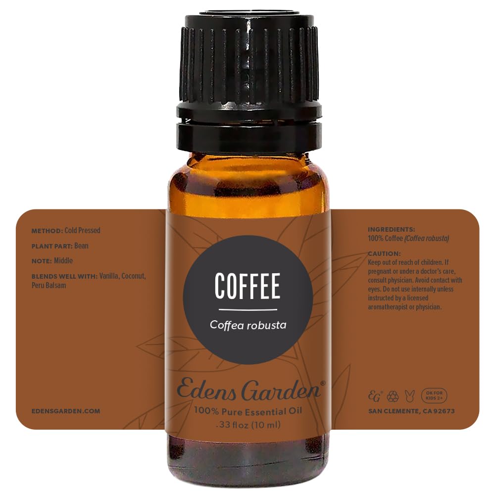 Edens Garden 100% Pure Coffee Essential Oil - Premium Grade Undiluted Natural Aromatherapy Oil for Diffusers, Skin Care, Hair Treatment & Relaxation (10ml / 0.33 fl oz) - Perfect for Home Spa, Massage & Stress Relief