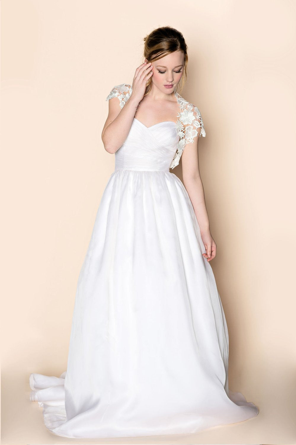 Krista Italian Guipure Lace Cap Sleeves Bolero Shrug - Elegant Bridal Cover-Up for Weddings, Parties & Special Occasions
