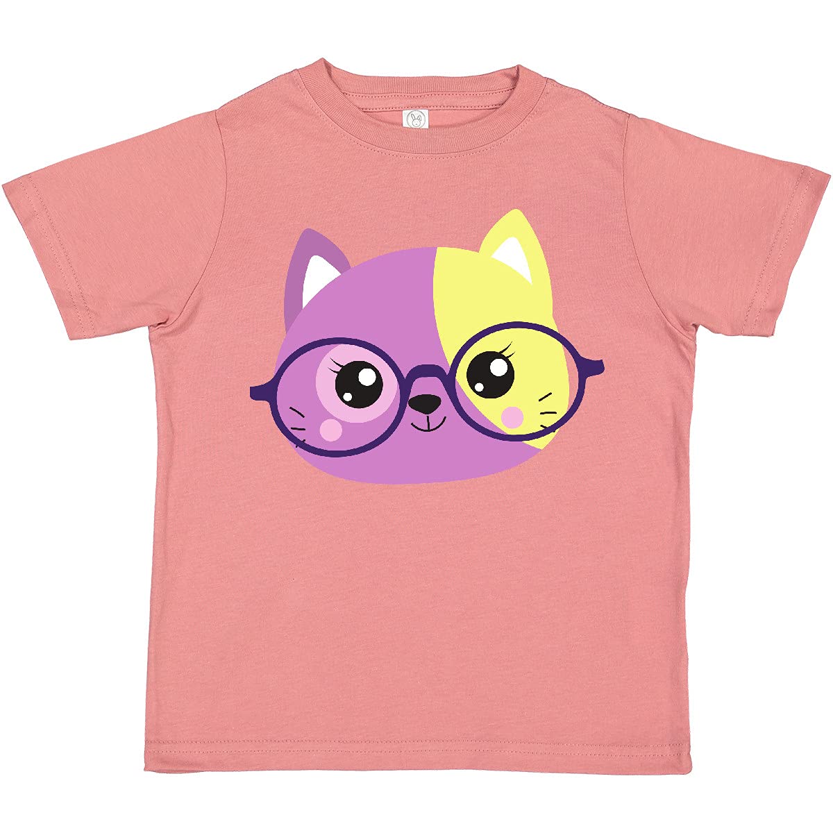 Inktastic Hipster Cat Graphic Tee - Cute Kitten with Glasses Toddler T-Shirt for Boys & Girls | Fun Casual Wear, Birthday Gifts, Family Matching Outfits