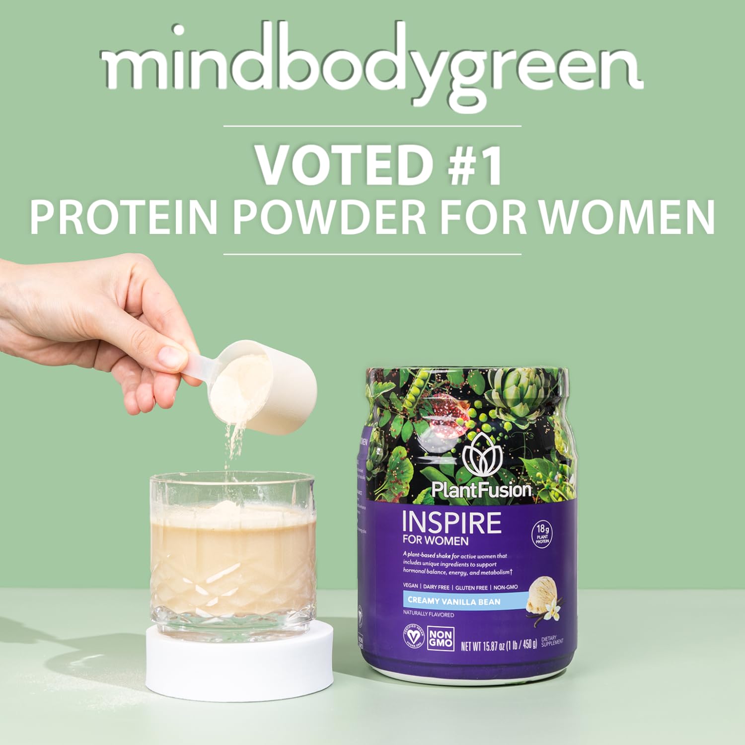 PlantFusion Inspire Plant Protein Powder for Women - Low Carb Vegan Protein Powder for Lean Muscle & Weight Management - Keto Friendly, Gluten Free, Soy Free, Dairy Free, Sugar Free, Non-GMO - Creamy Vanilla Bean Flavor (1 lb) | Perfect for Post-Workout Recovery, Smoothies & Healthy Meal Replacement