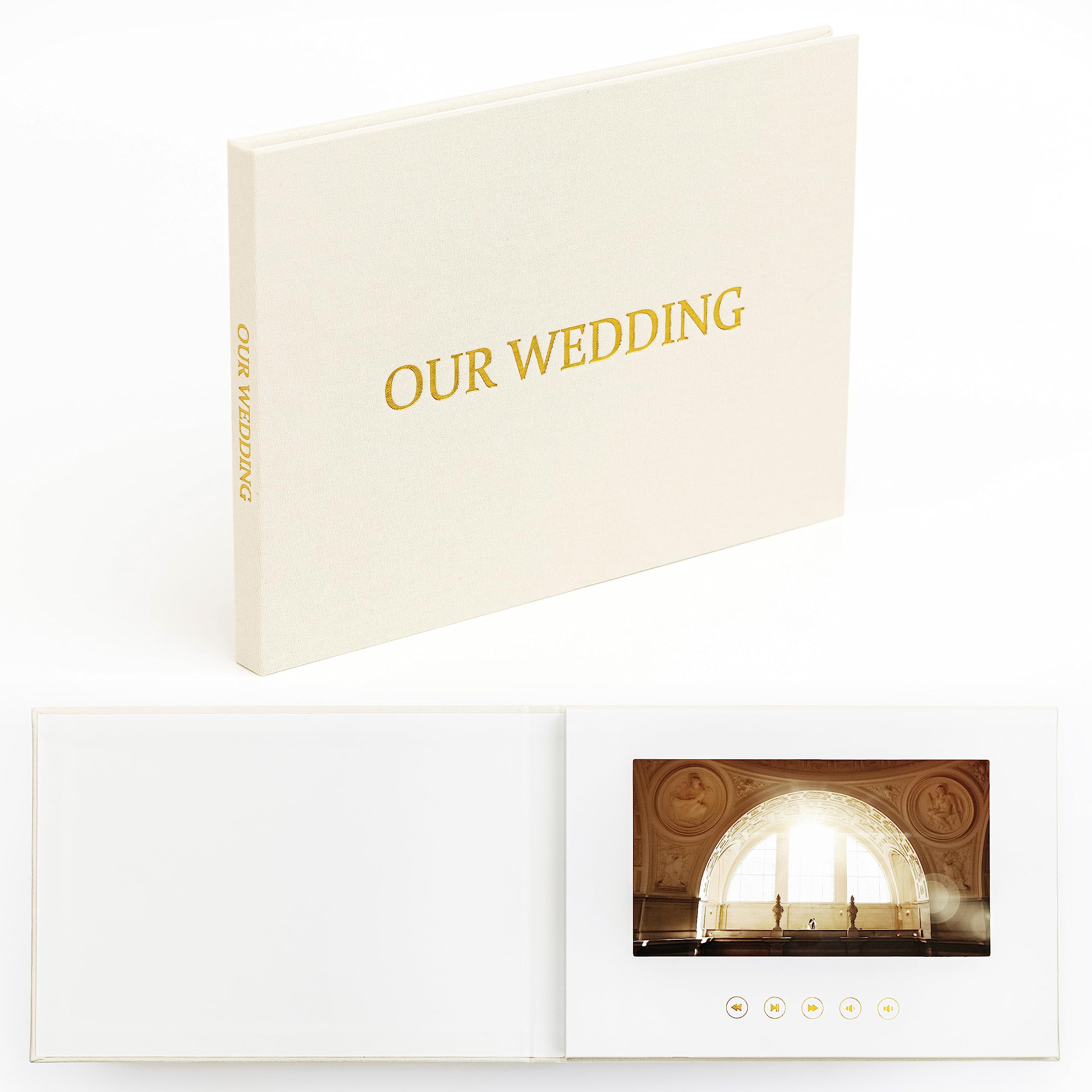 Luxury Linen Bound Wedding Video Book with 7