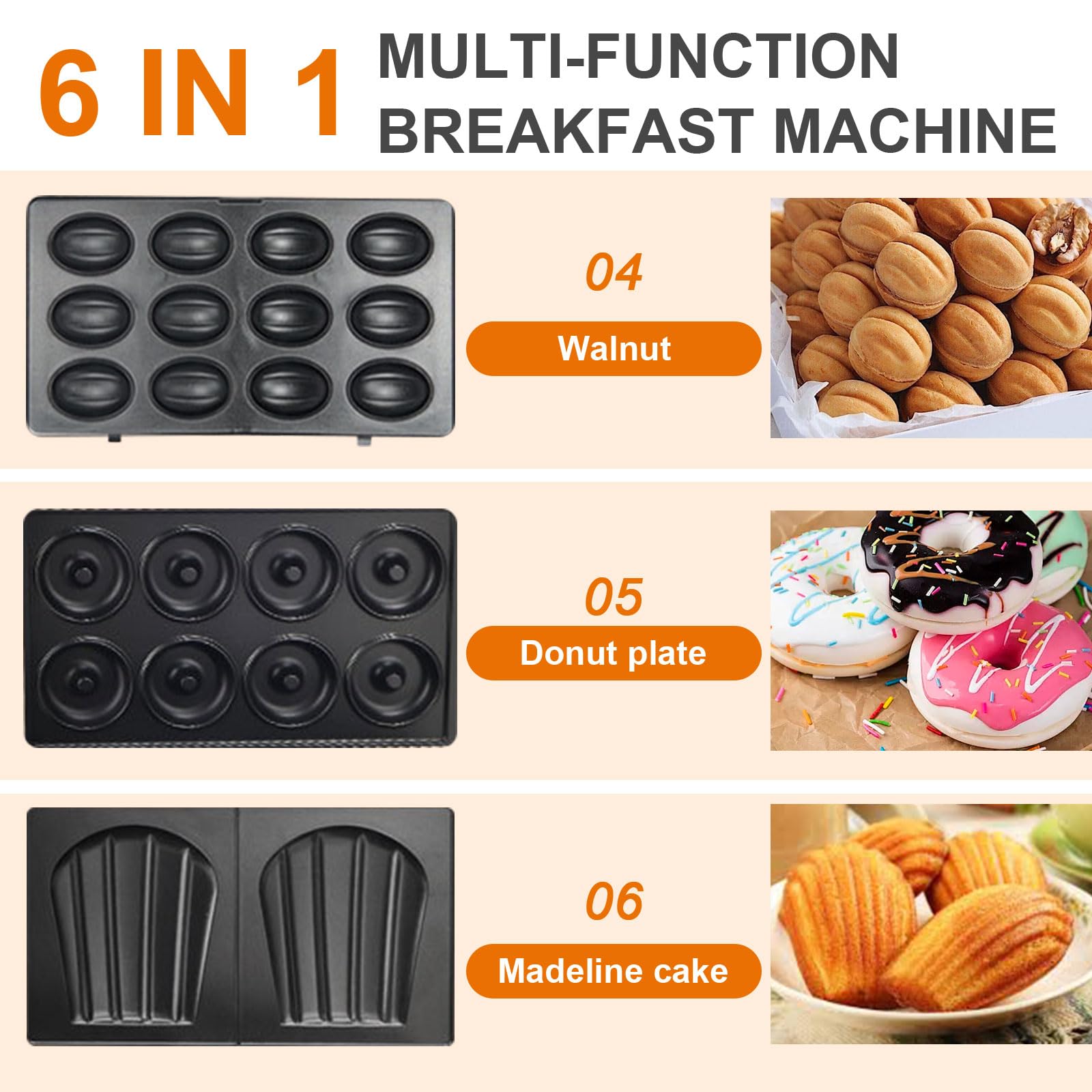 6-in-1 Waffle Maker & Panini Press Grill - Electric Sandwich Maker with Removable Non-Stick Plates for Grilled Cheese, Tuna Melts, Burgers - Perfect for Breakfast, Brunch & Family Gatherings