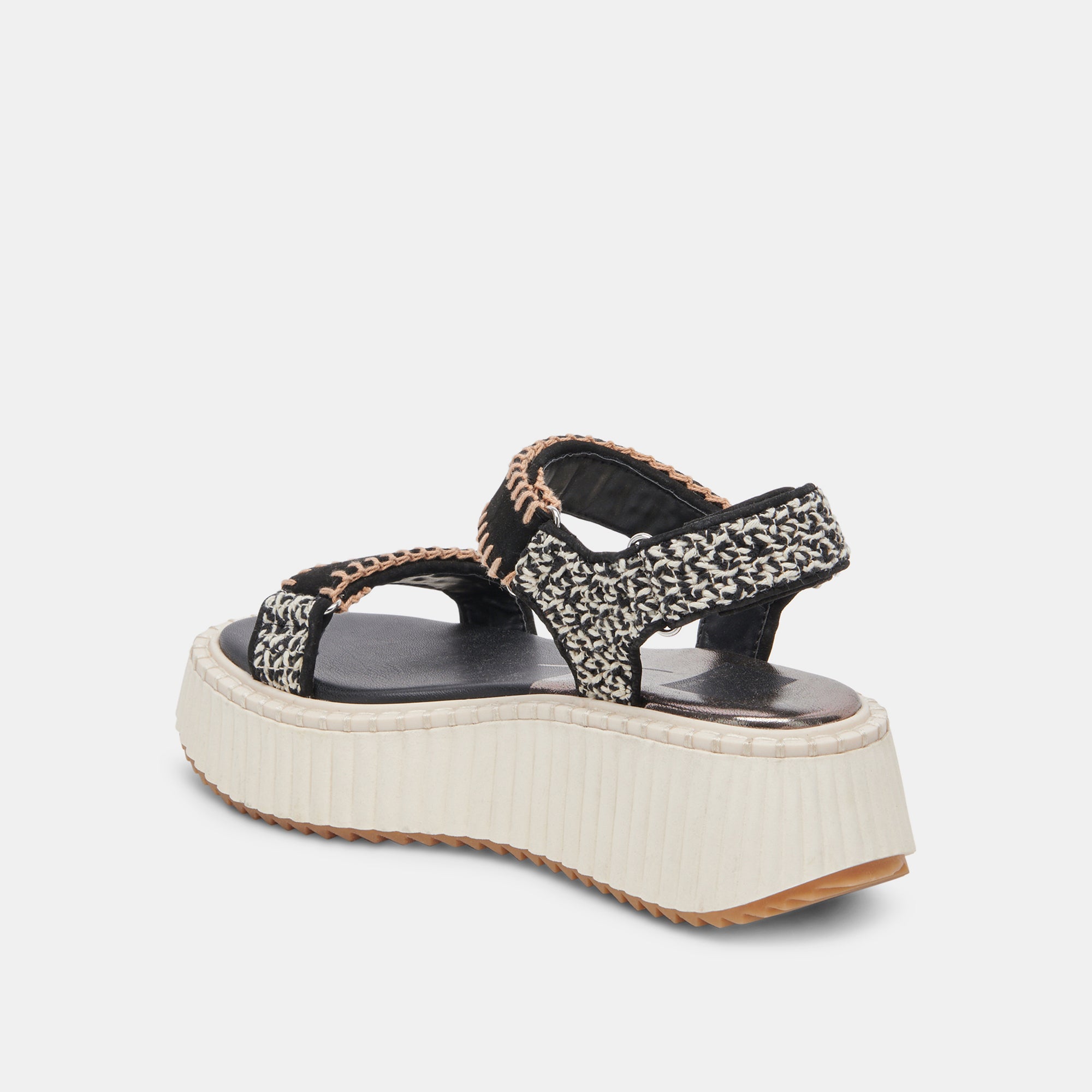 DEBRA Women's Black & White Nubuck Sandals - Comfortable Casual Slip-On Shoes for Beach, Walking & Summer Outfits