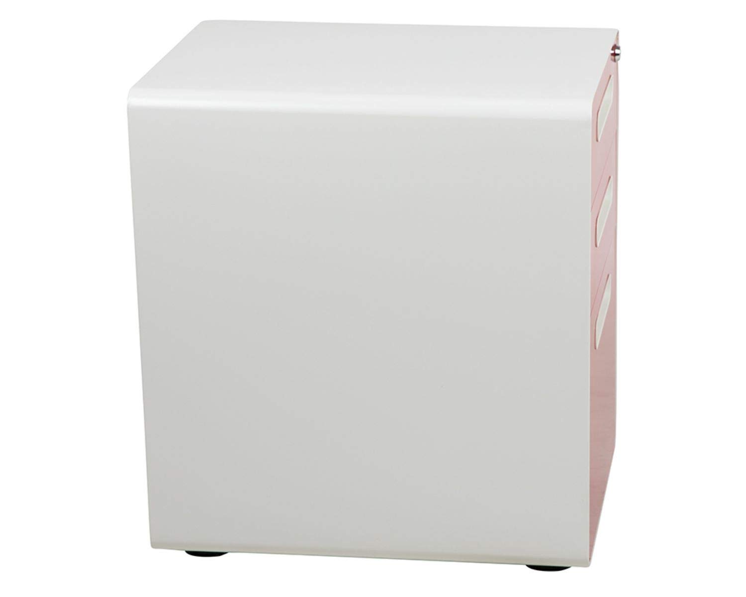 Flash Furniture Wren Ergonomic 3-Drawer Mobile Locking File Cabinet with Anti-Tilt Mechanism - Letter/Legal Size Drawers - White with Red Faceplate - Perfect for Home Office, Small Business & Professional Workspaces