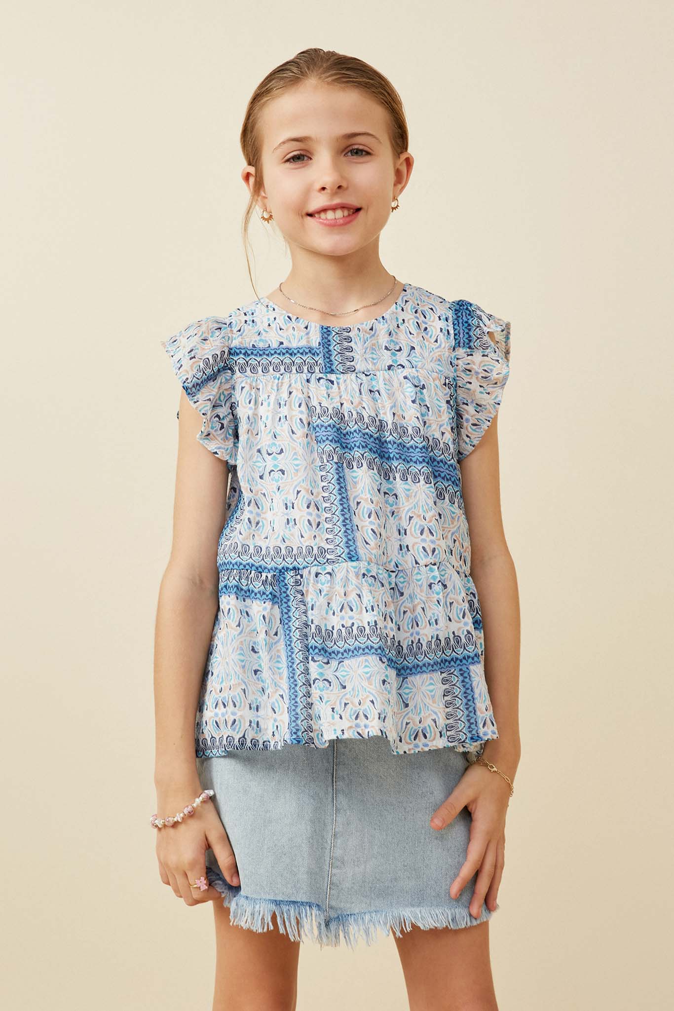 Stylish Handkerchief Print Ruffle Sleeve Peplum Top for Women | Floral Summer Blouse | Perfect for Casual Outings, Date Nights & Office Wear