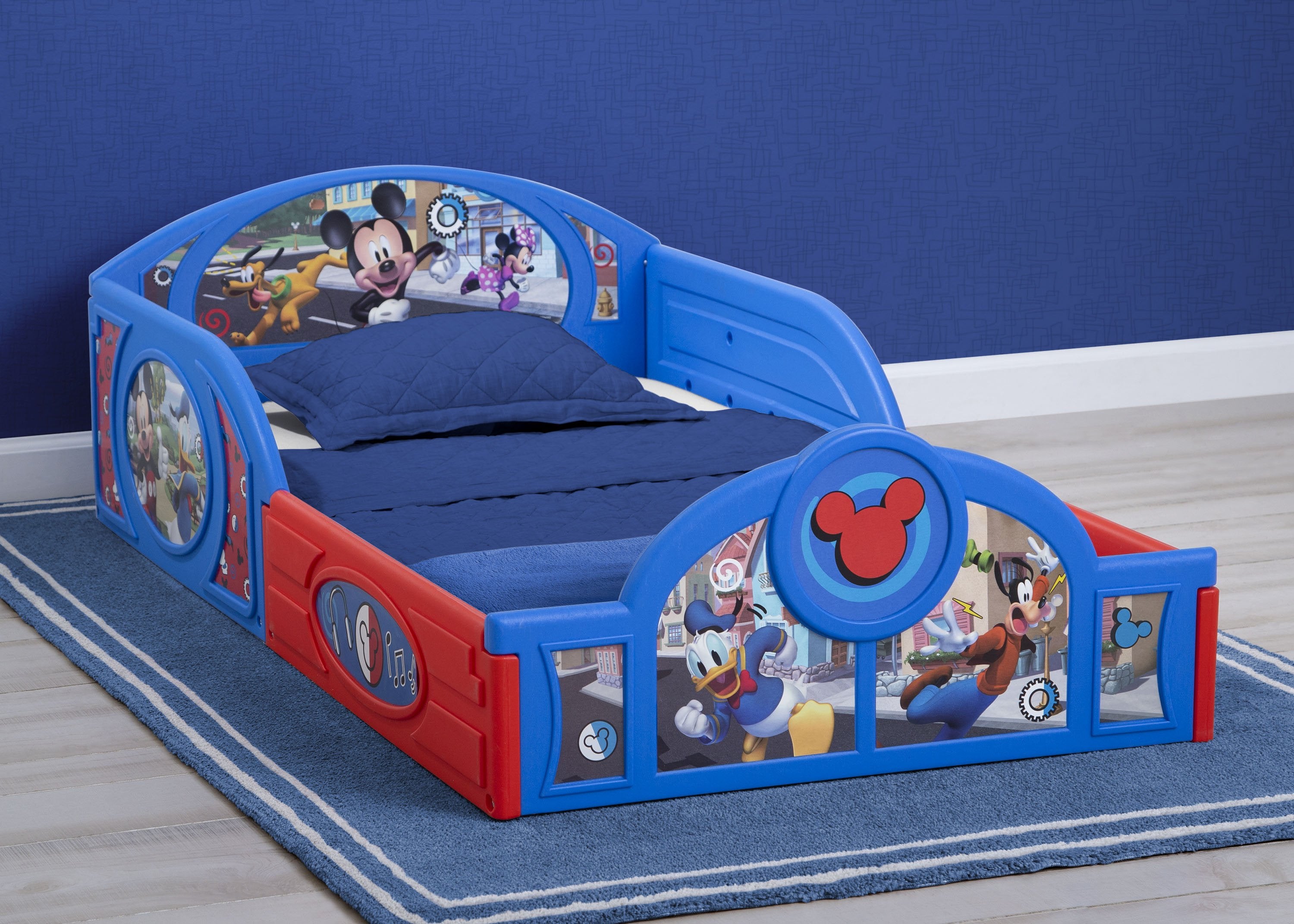 Mickey Mouse Toddler Bed - Plastic Sleep and Play Crib for Kids | Nursery Room Decor for Baby Boys & Girls | Perfect for Daytime Naps & Bedtime