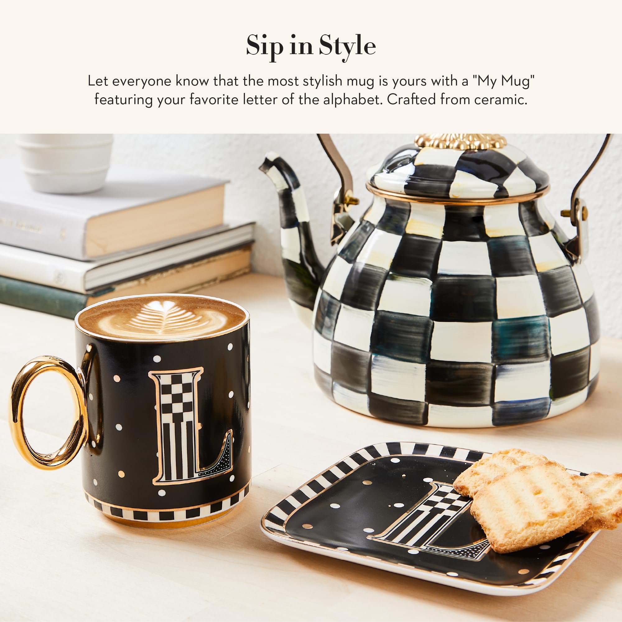 MACKENZIE-CHILDS Decorative Ceramic Coffee Mug with Handle - Elegant Tea Cup for Home & Office Use - Perfect Gift for Coffee Lovers & Tea Enthusiasts