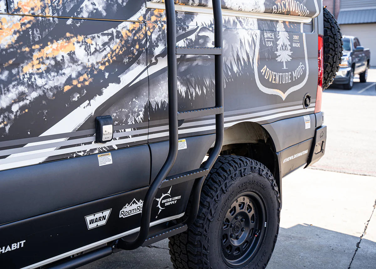 ROAMBUILT Chicane Side Ladder for 2007-2023 Mercedes Sprinter Van, Revel & Storyteller - Heavy Duty Aluminum RV Ladder for Camping & Outdoor Adventures