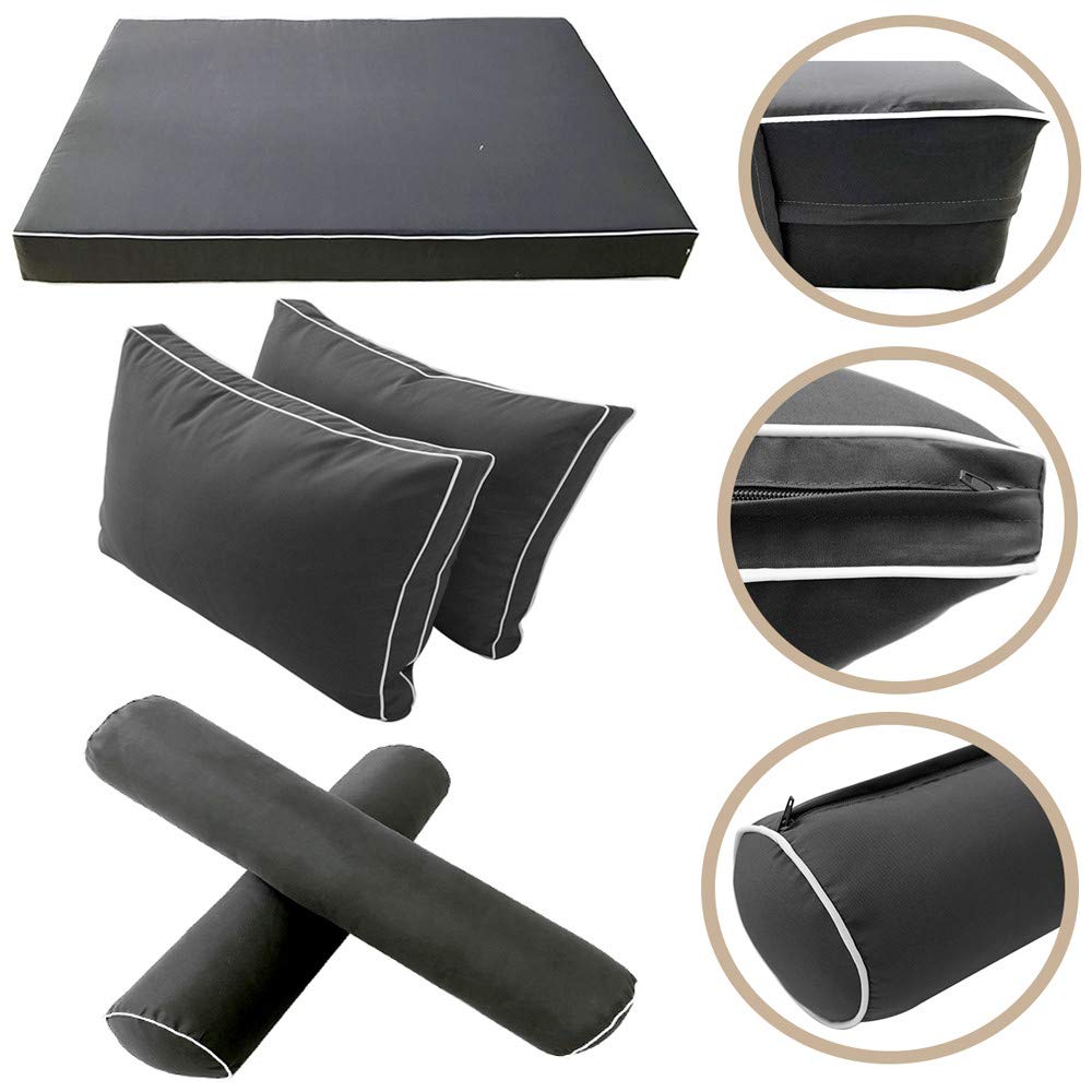 Prolinemax S1 Outdoor Daybed Slipcover - Waterproof Mattress & Bolster Backrest Cushion Covers with Contrast Trim, Twin XL Size (AD003) - Perfect for Patio, Poolside & Garden Furniture Protection