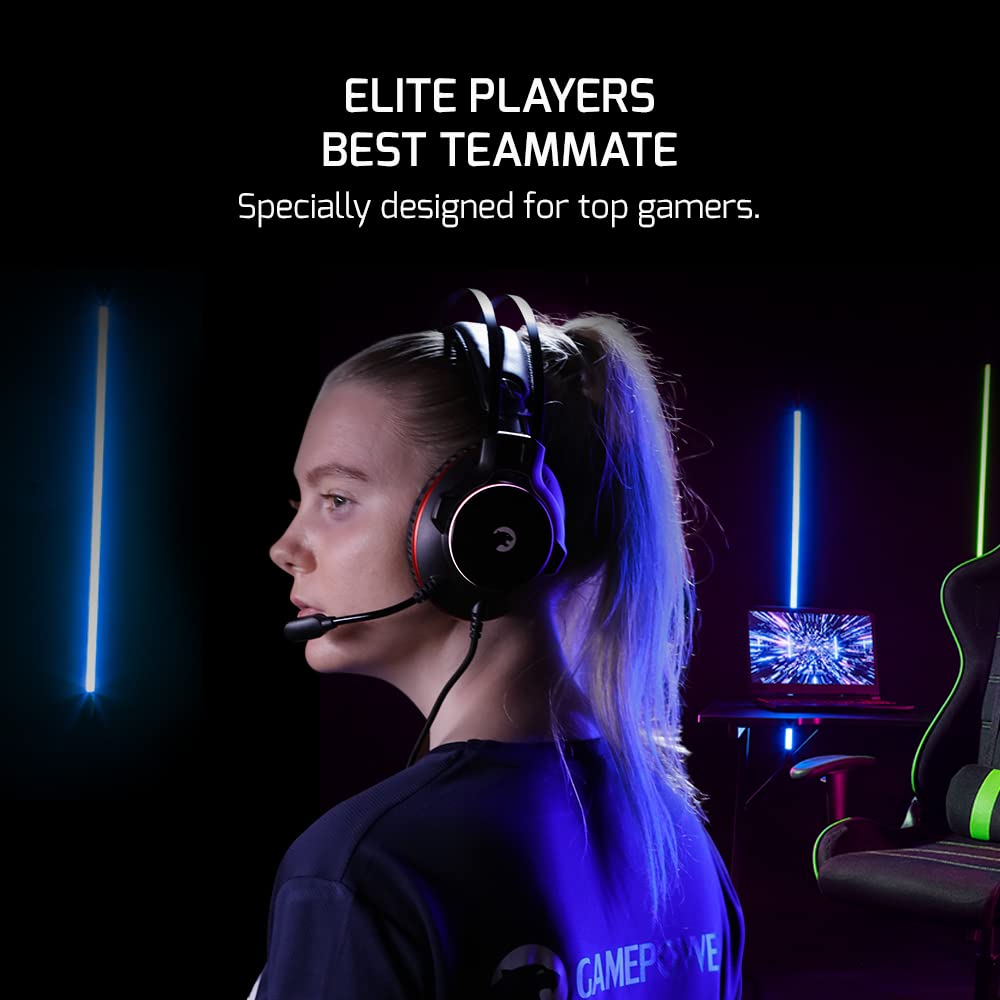 GAMEPOWER Mei 7.1 RGB Gaming Headset with 50MM Drivers & Noise Cancelling Mic - Compatible with PS5, PS4, PC - Perfect for Competitive Gaming & Immersive Audio Experience