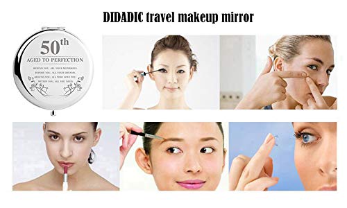 50th Birthday Gifts for Women - Elegant Makeup Mirror with 'Aged to Perfection' Engraving | Perfect 50 Year Old Birthday Present for Wife, Mom, Sister & Best Friends | Great for Vanity, Dressing Table & Travel Makeup Kit