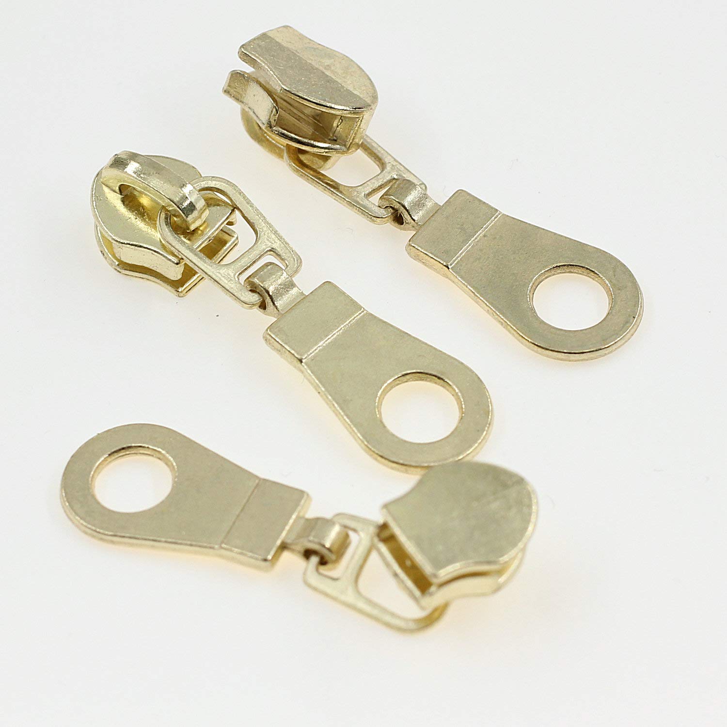 50PCS #5 Gold Metal Zipper Pulls - Brass Sliders for Nylon Coil Zippers, Jackets, Luggage, Purses & Bags (Bulk Pack) - Durable Replacement Parts for DIY Repair & Fashion Accessories