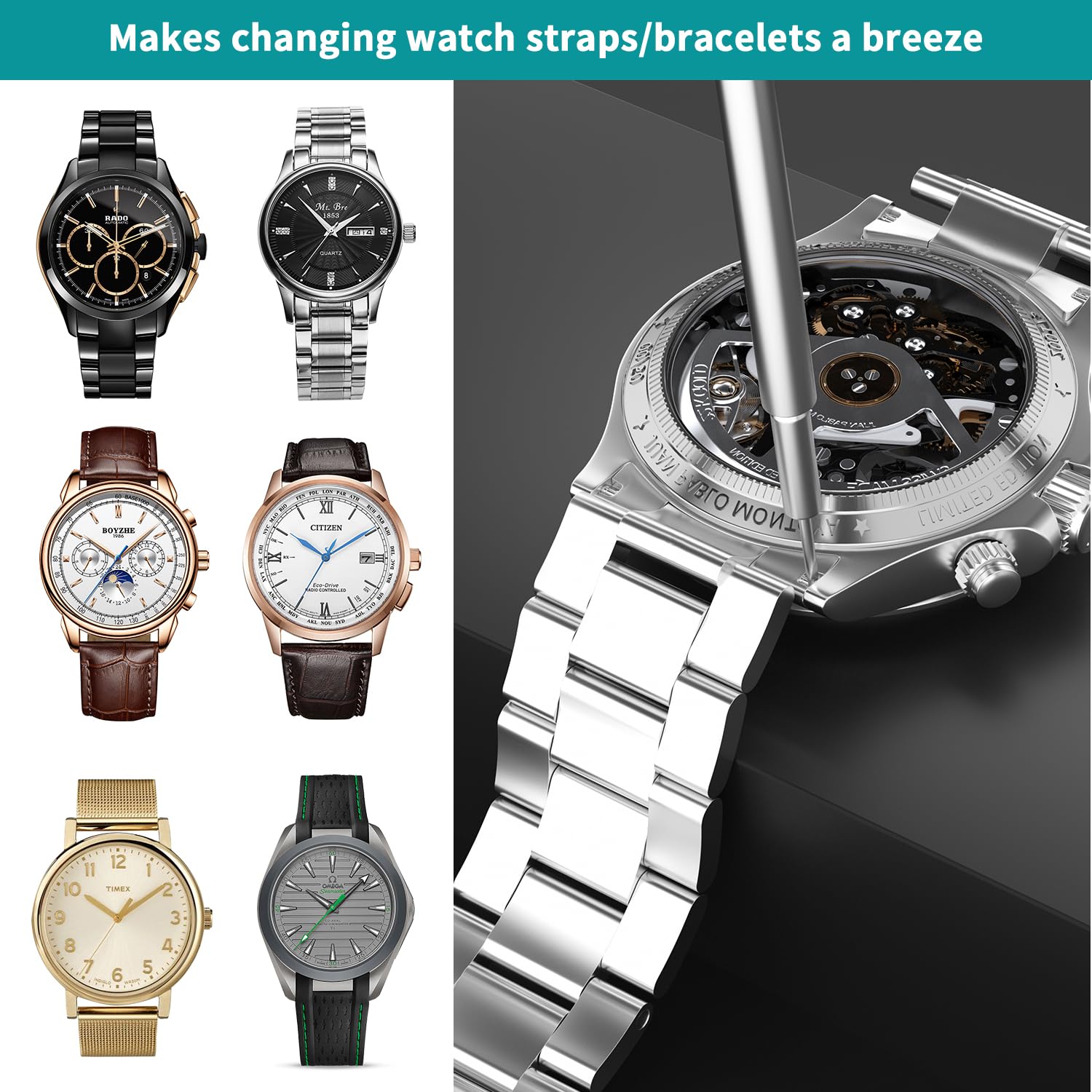 BYNIIUR Watch Link Removal Kit - Adjust & Resize Watch Bands Easily for DIY Watch Repair