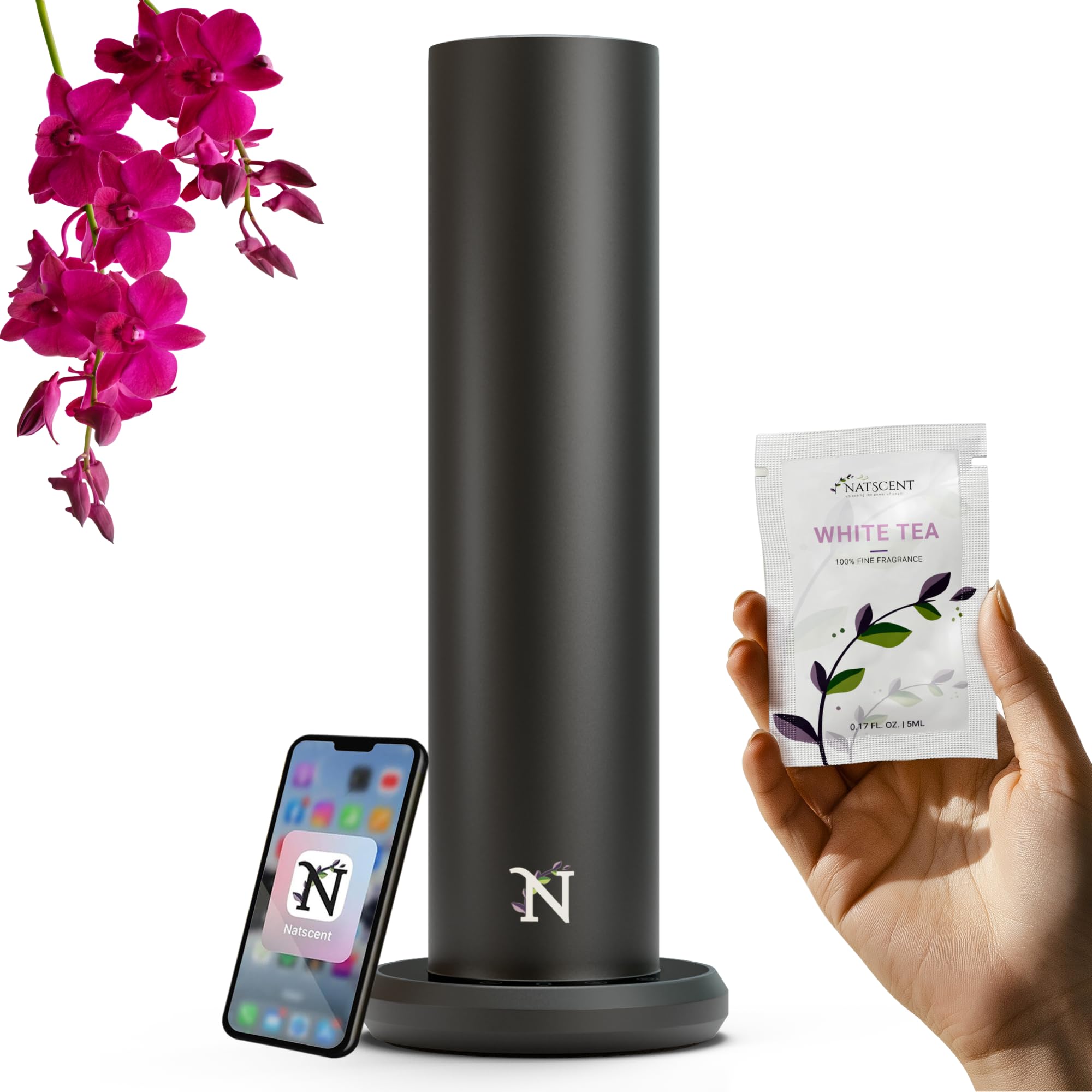 Premium Dynamo Essential Oil Diffuser for Large Spaces - 1000sq.ft Coverage, Smart App & Manual Control, Includes Fragrance Samples - Perfect for Home, Office, Spa & Hotel Aromatherapy (Black)